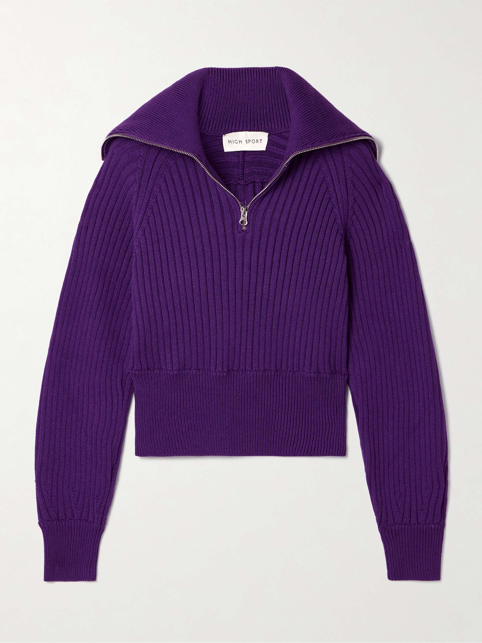 Chester ribbed cotton-blend half-zip sweater view