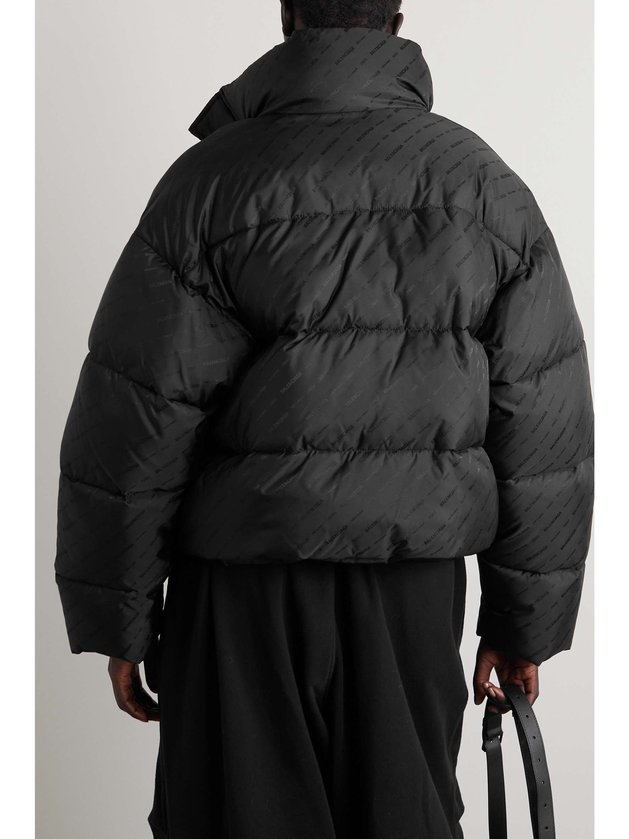 Cropped quilted padded shell-jacquard jacket view