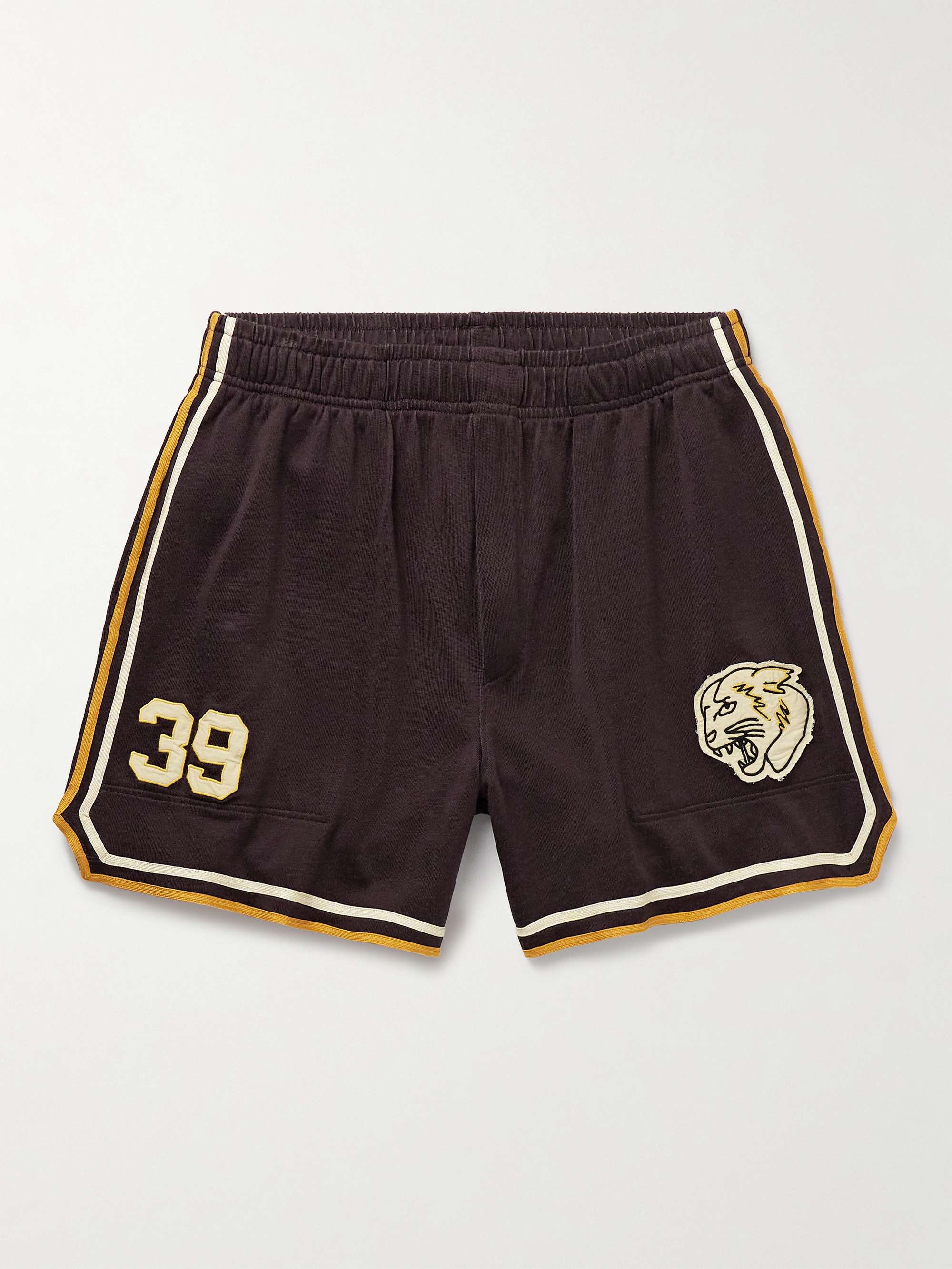 Bobcat Appliquéd Striped Jersey Shorts view