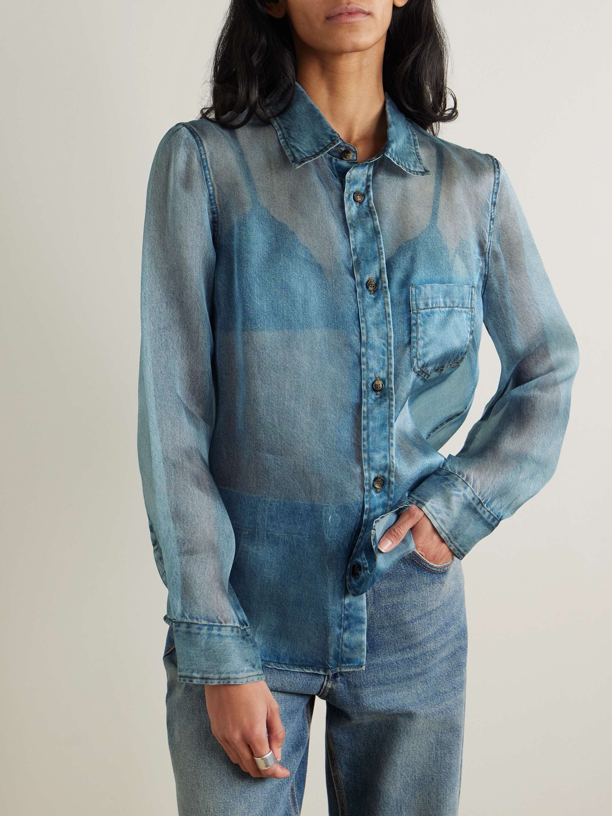 Ronda trompe l'oeil printed silk-chiffon shirt view