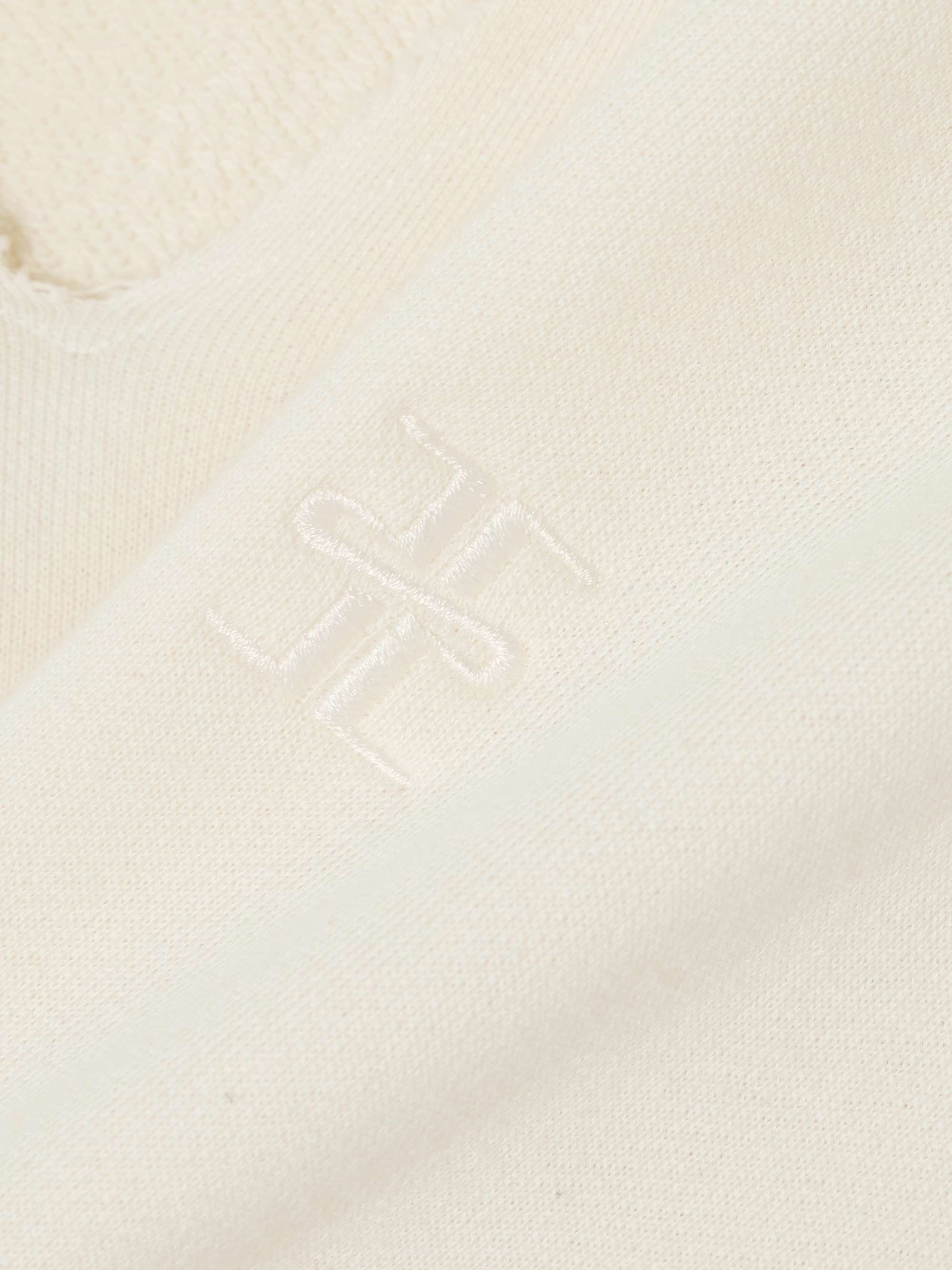 Cropped embroidered cotton-blend terry sweater view