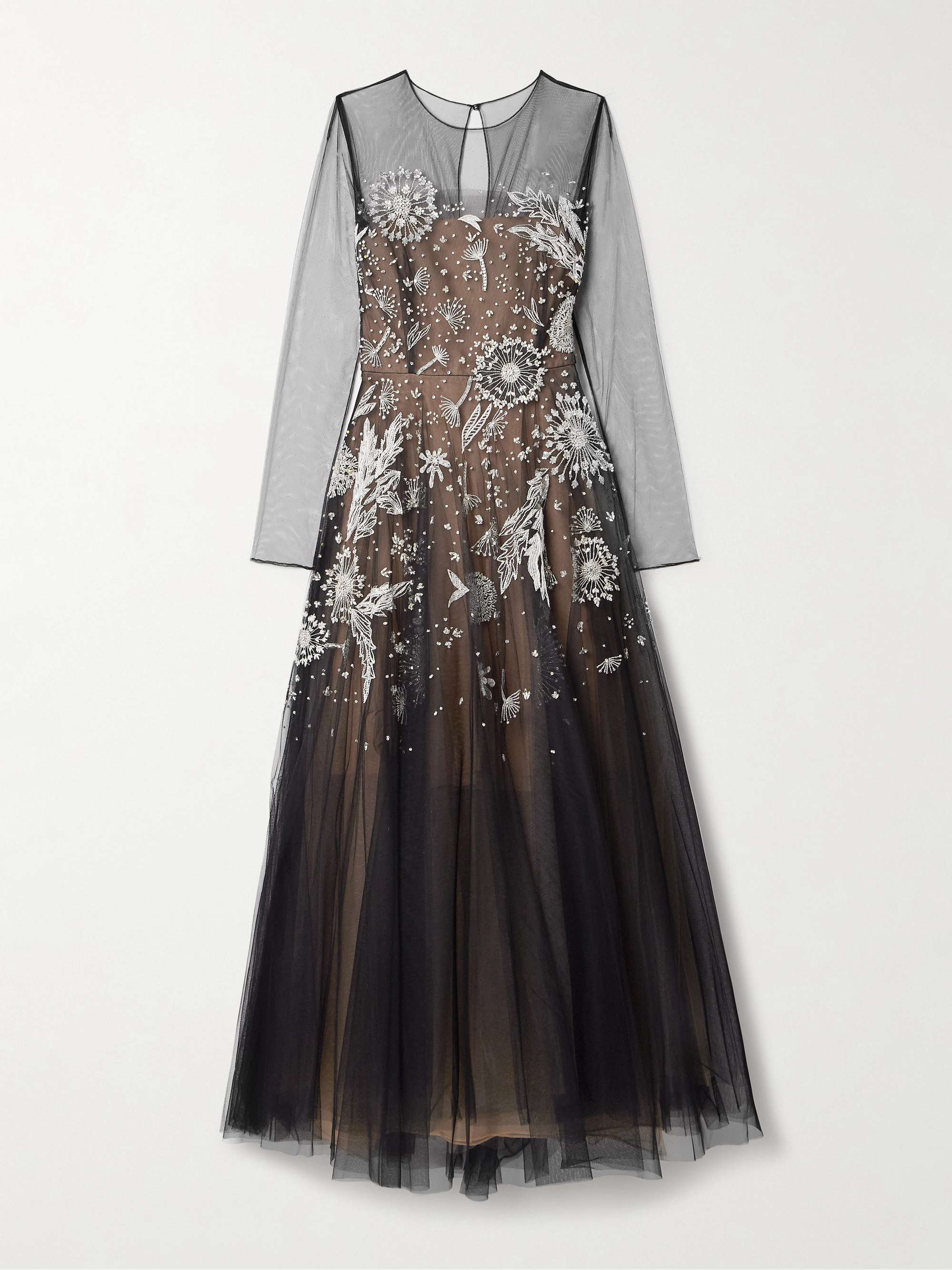 Embellished embroidered tulle maxi dress view