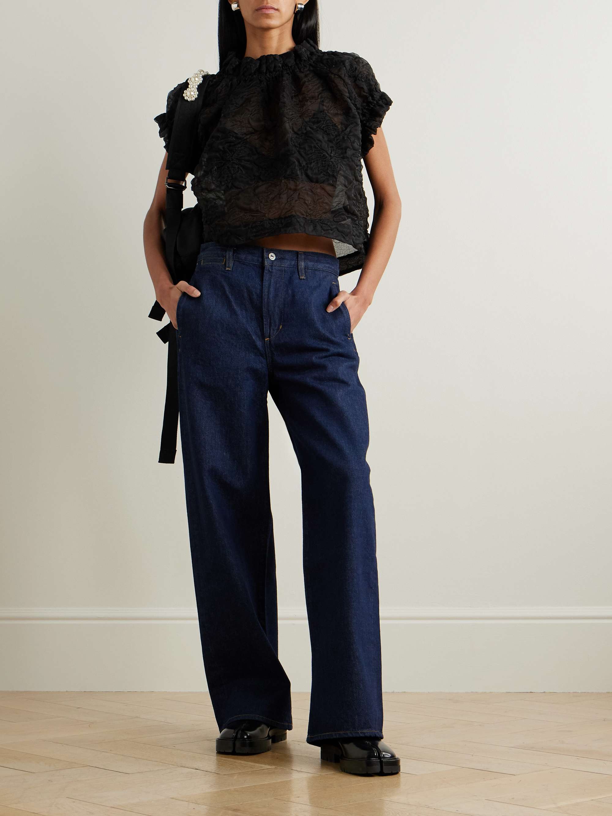 Ruffled cloqué blouse view