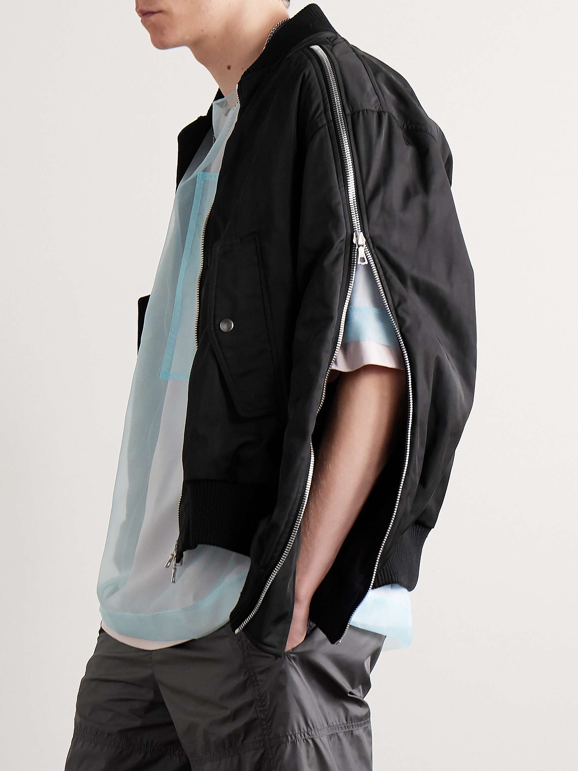 Zip-Detailed Shell Bomber Jacket view