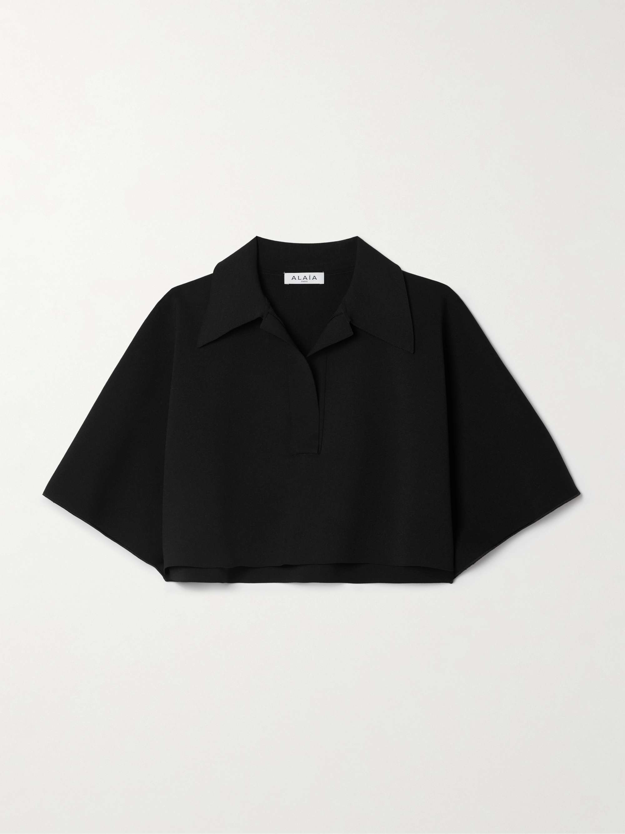Oversized cropped knitted polo shirt view