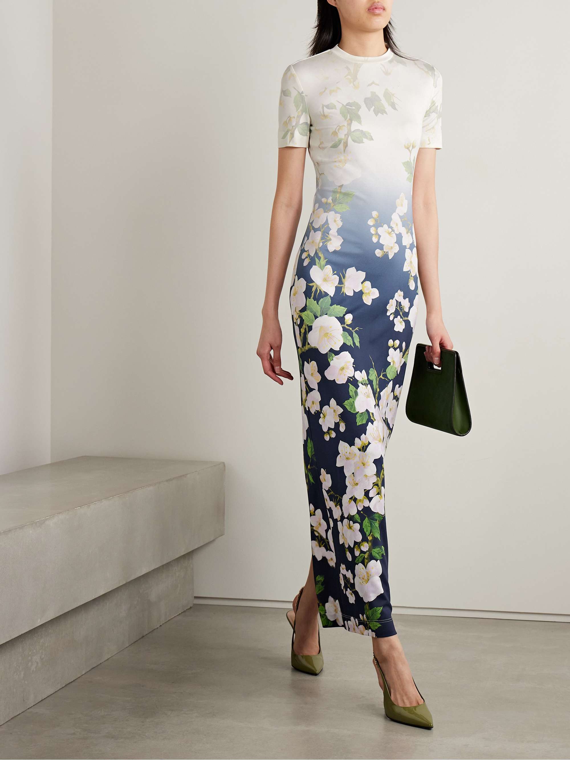 Floral-print ombré jersey maxi dress view