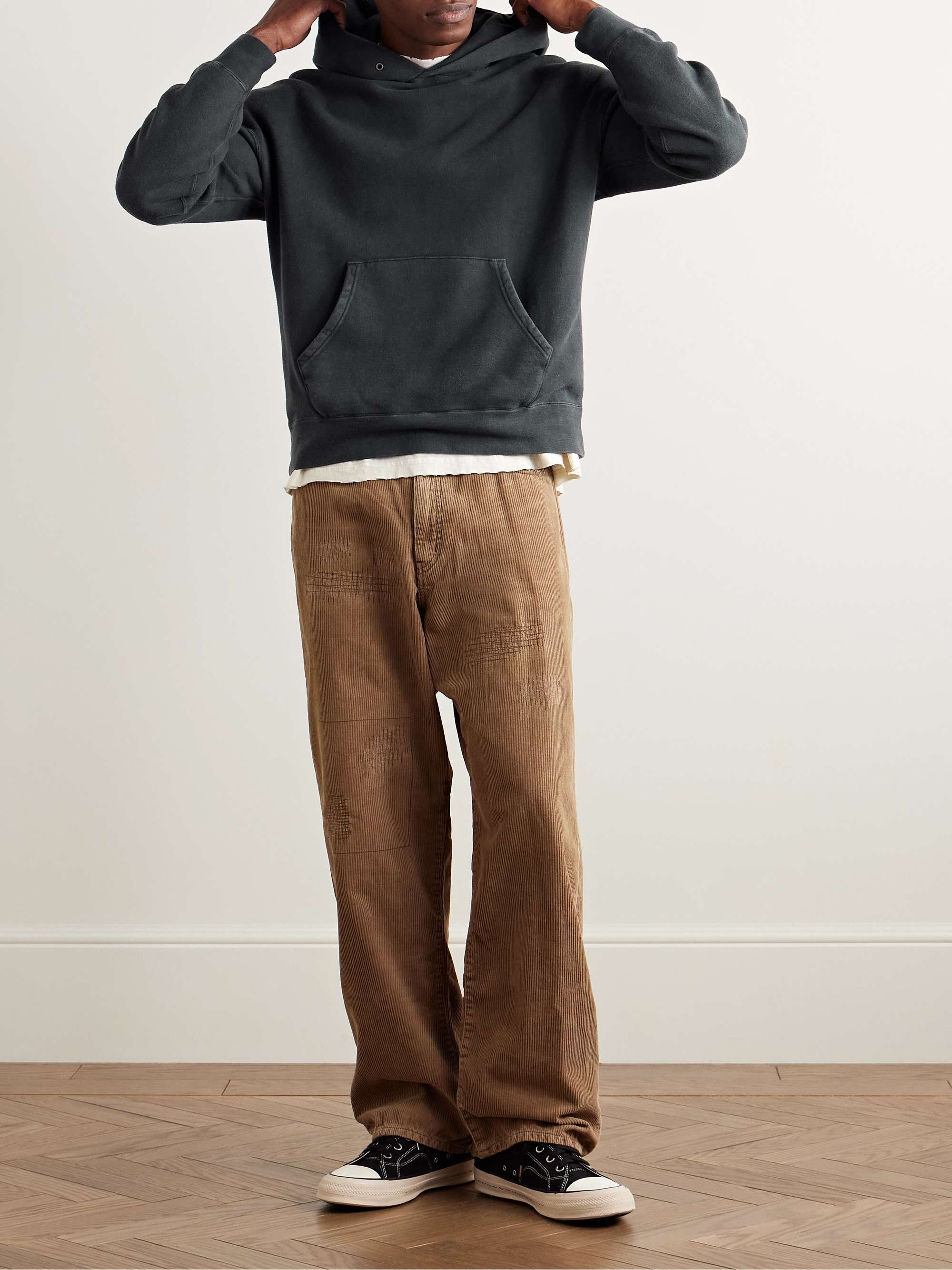 Jumbo Garment-Dyed Cotton-Blend Jersey Hoodie view