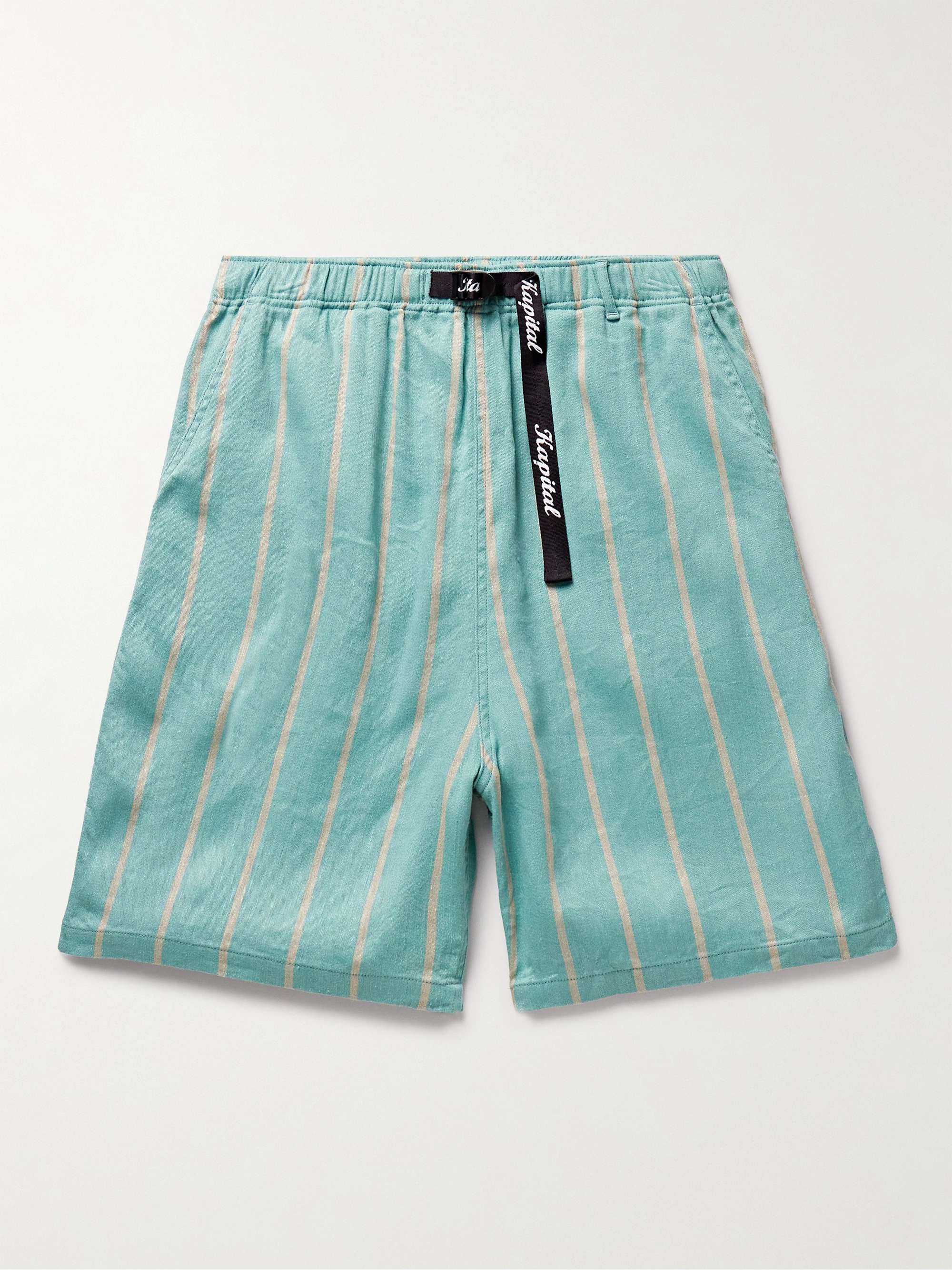 Phillies Straight-Leg Striped Belted Linen and Cotton-Blend Shorts view