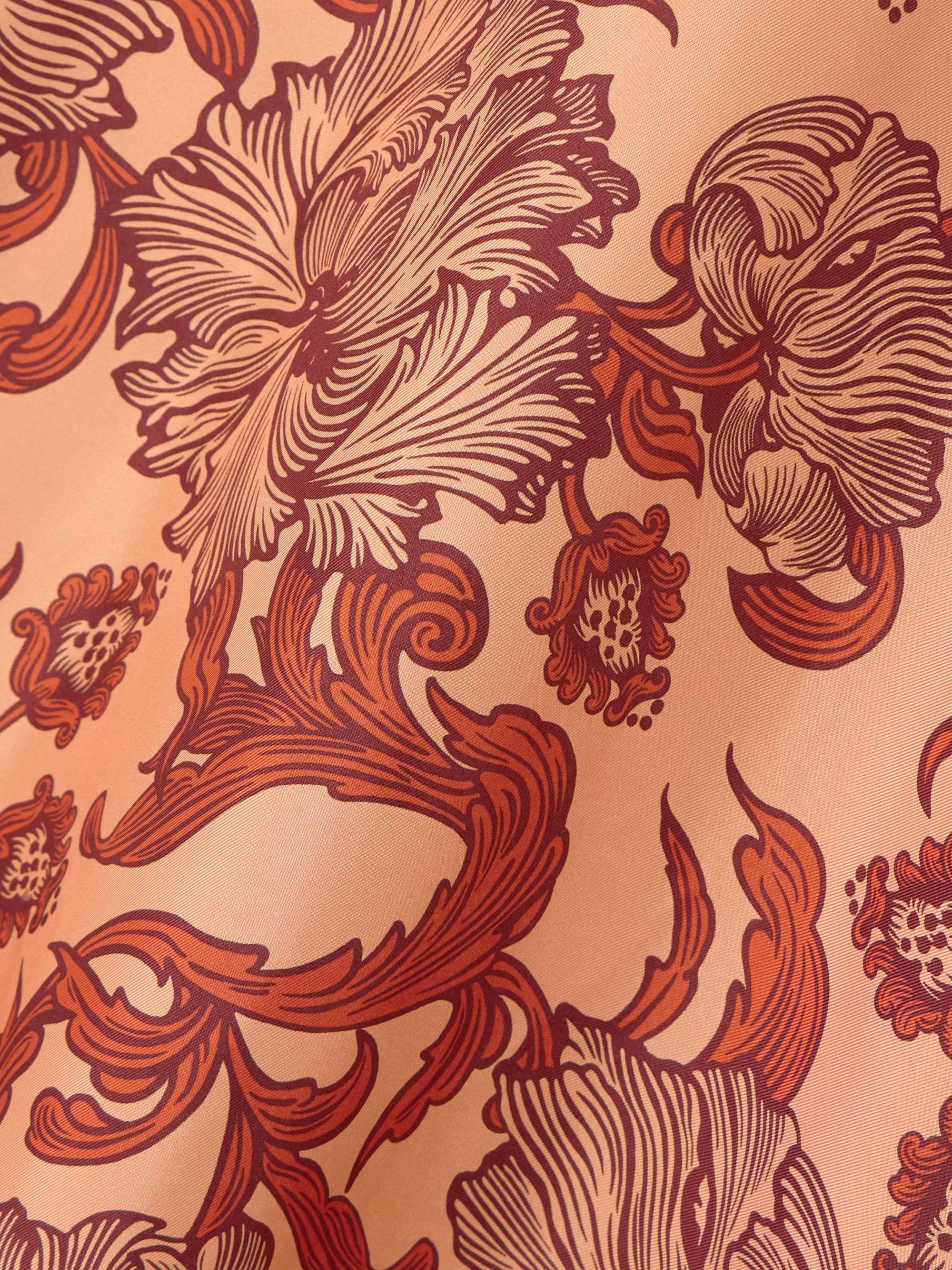 Swing feather-trimmed printed silk-twill maxi dress view