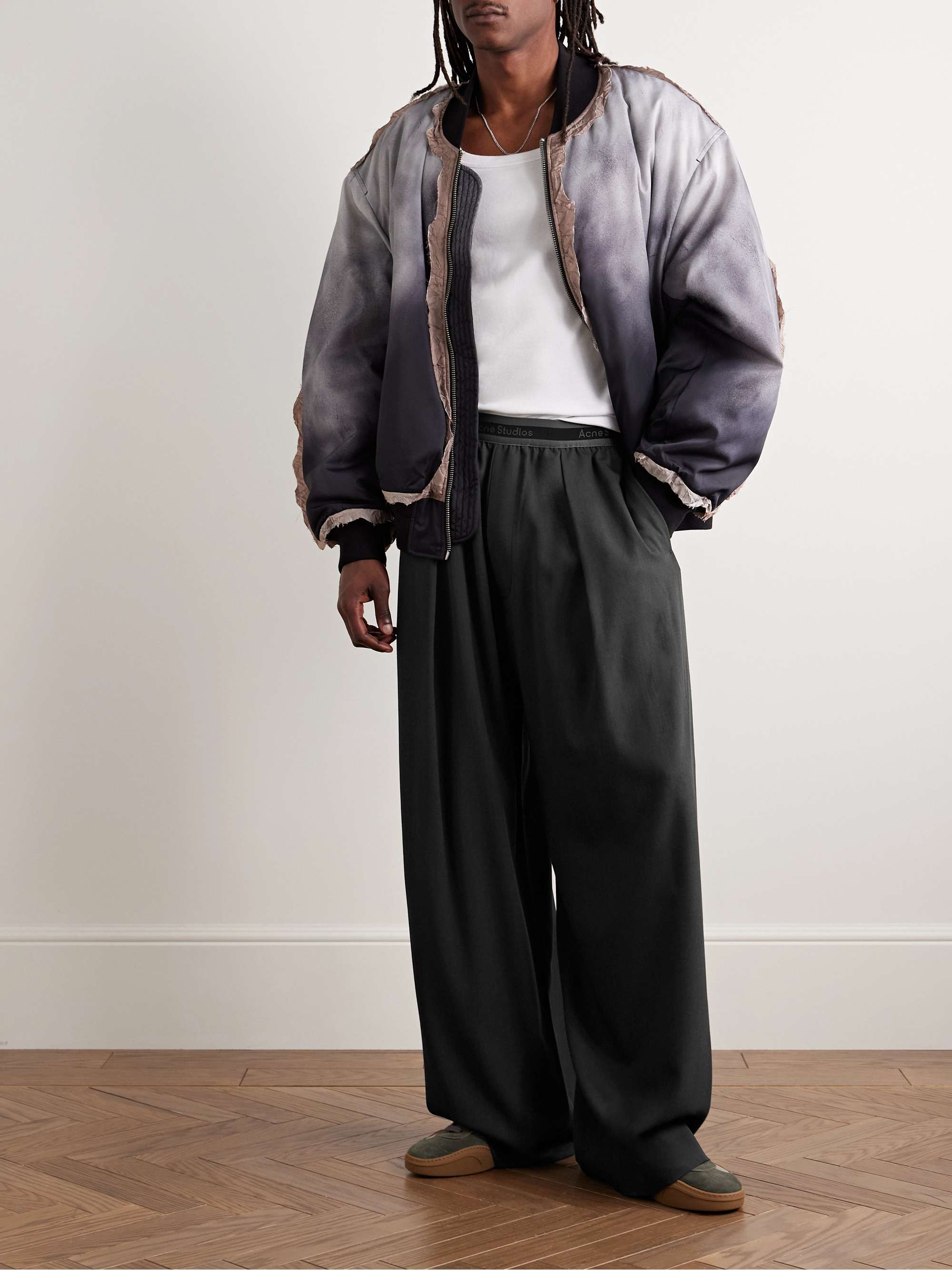 Pimono Straight-Leg Pleated Gabardine Trousers view