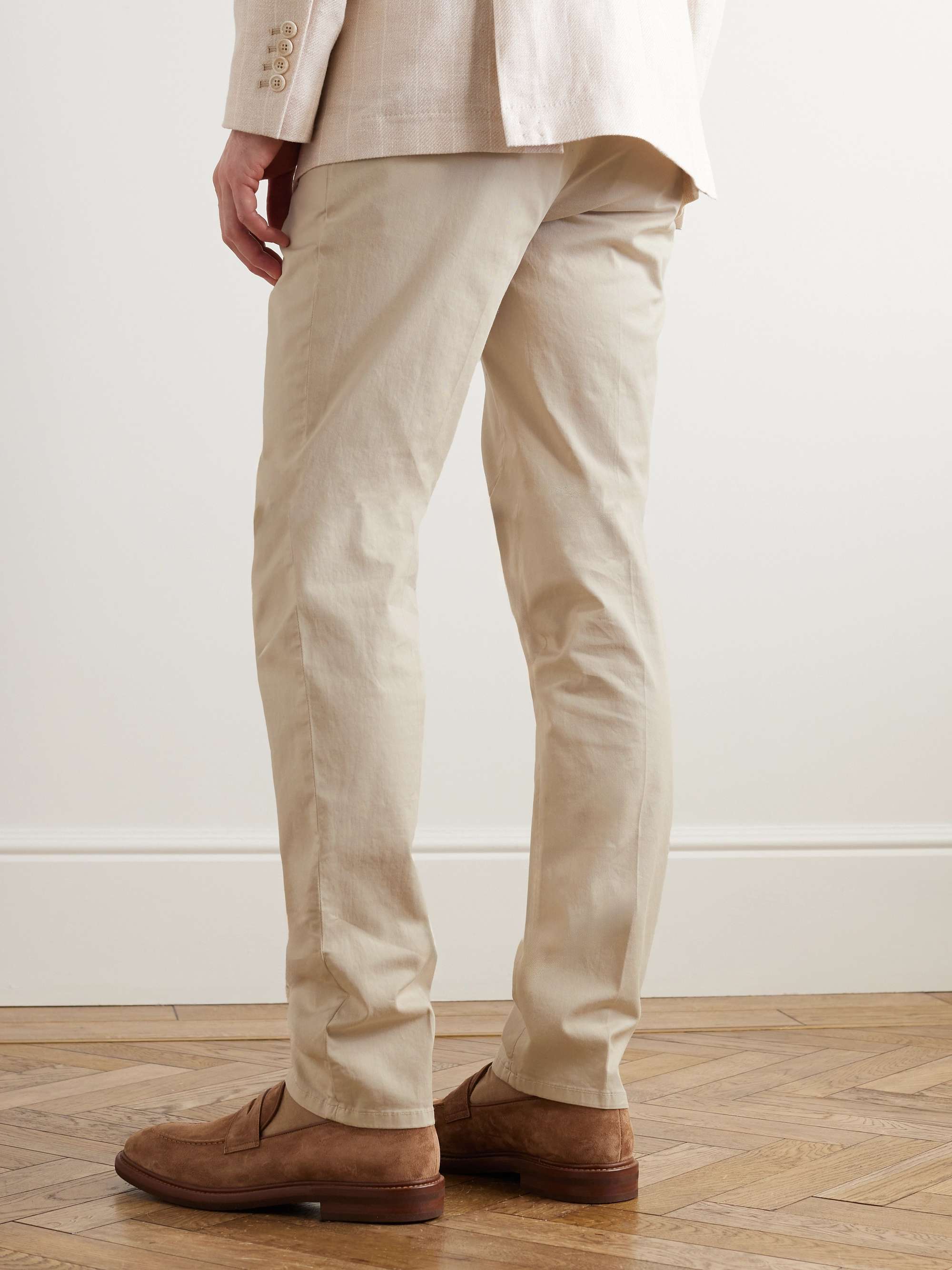 Slim-Fit Cotton-Blend Twill Trousers view