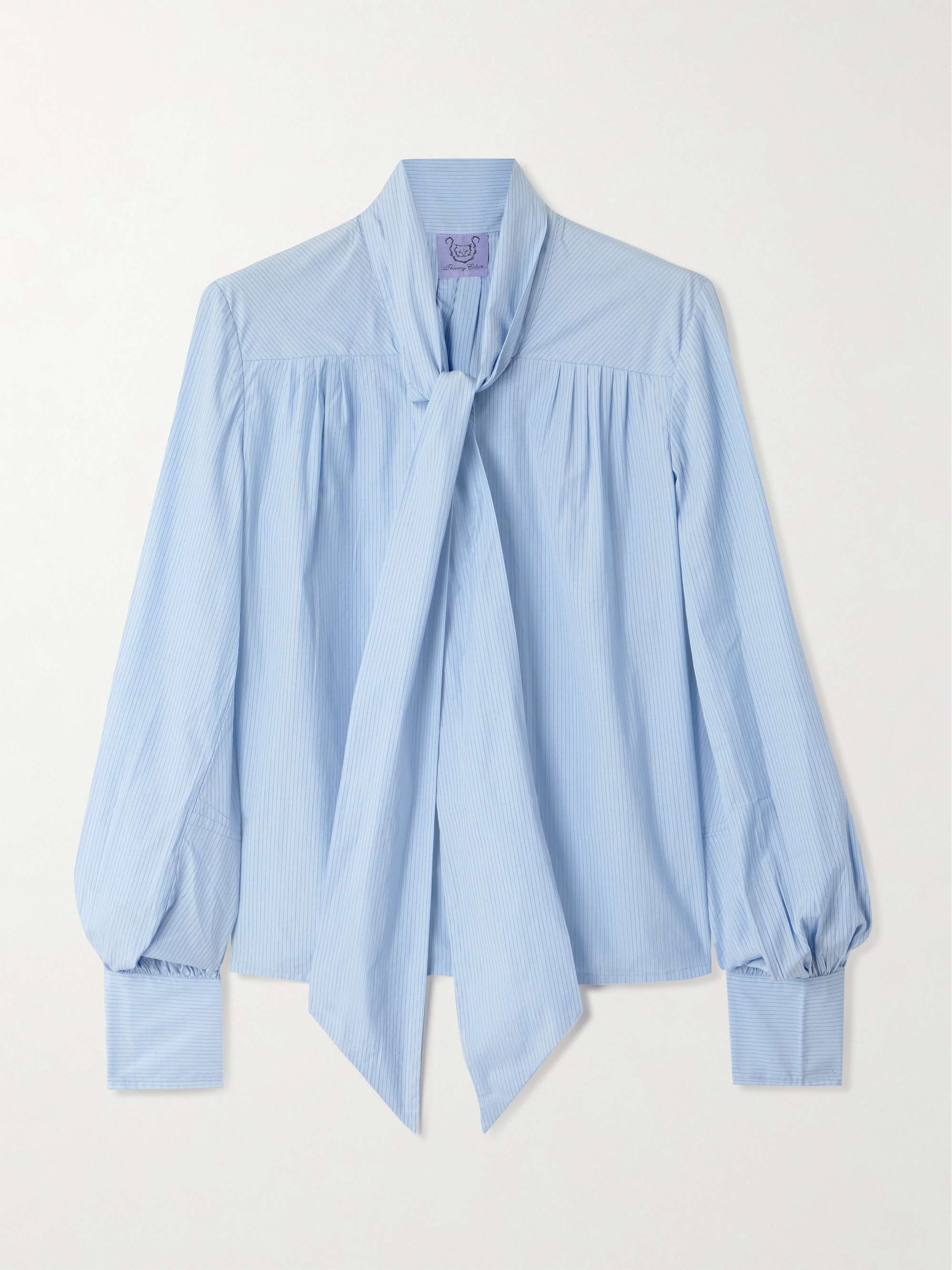 Alba pussy-bow striped cotton-poplin blouse view