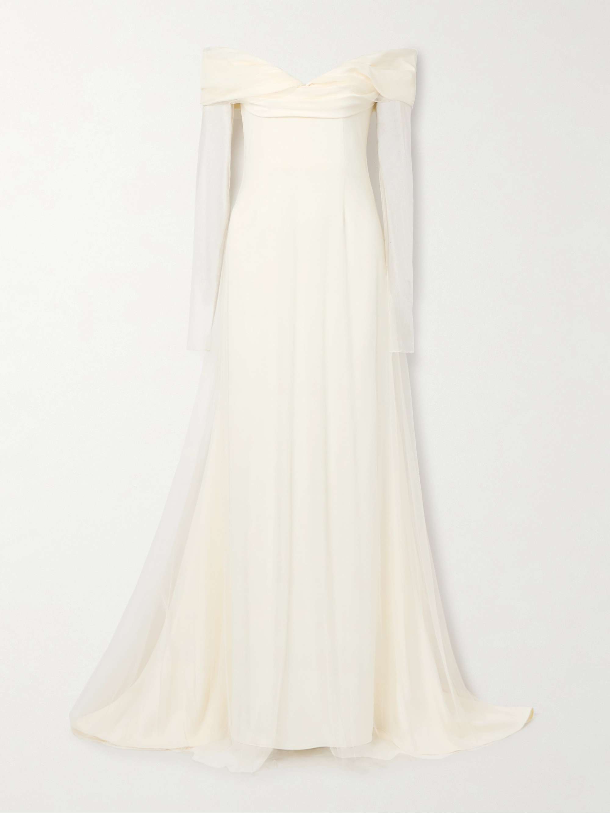 Eloise off-the-shoulder layered tulle and cady gown view