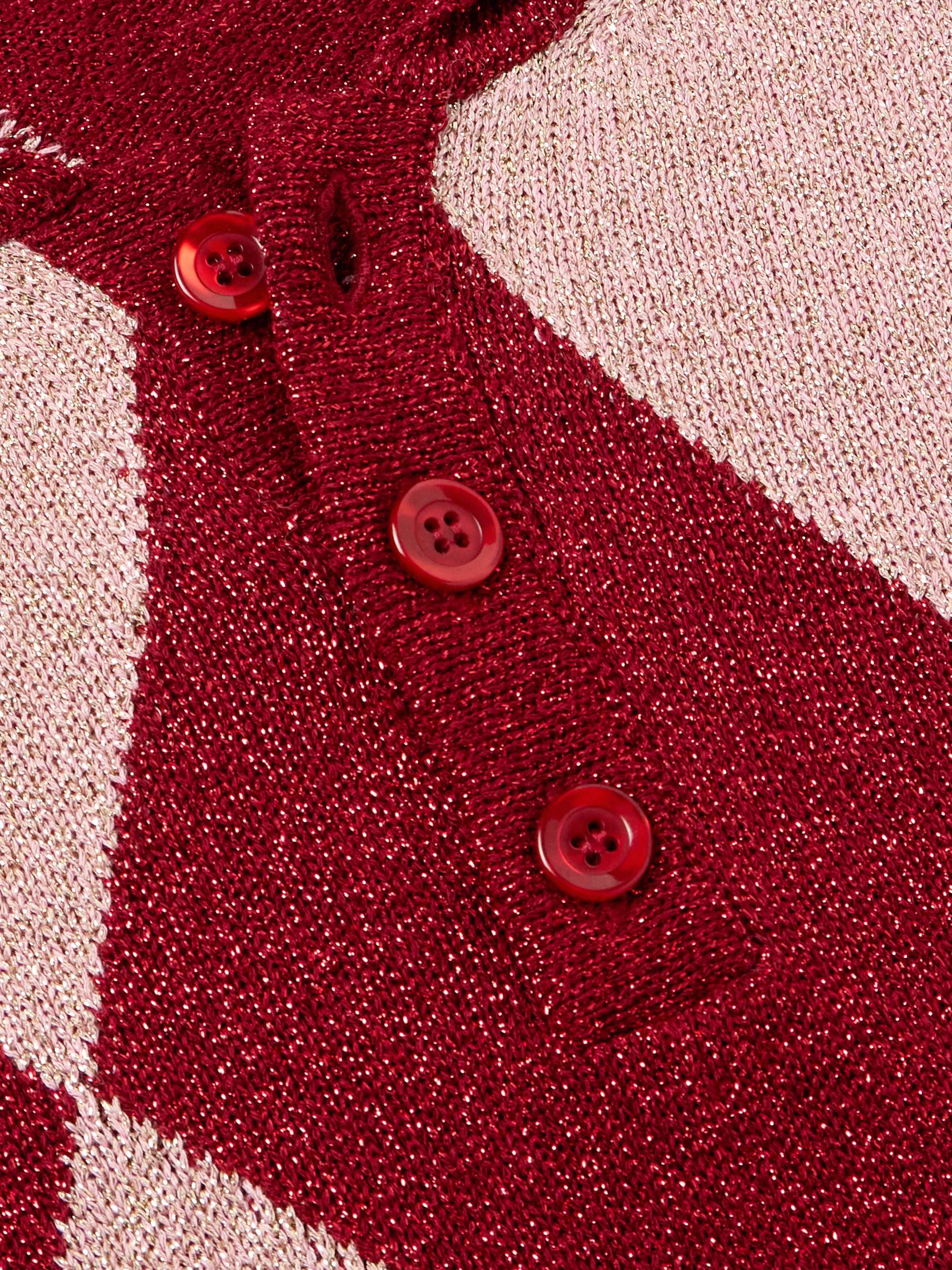 Argyle Metallic Jacquard-Knit Polo Shirt view