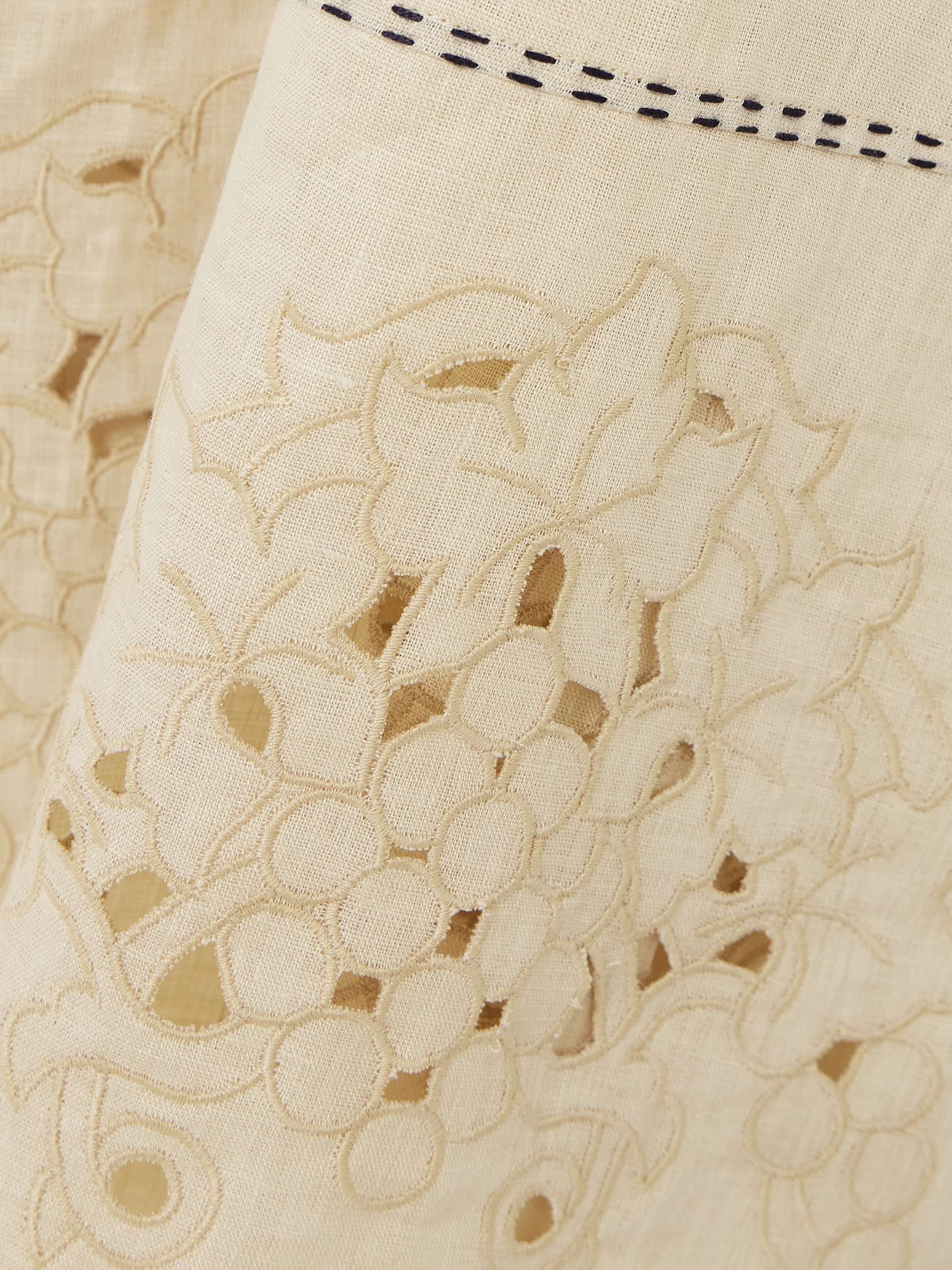 Ophelia scalloped broderie anglaise linen midi dress view