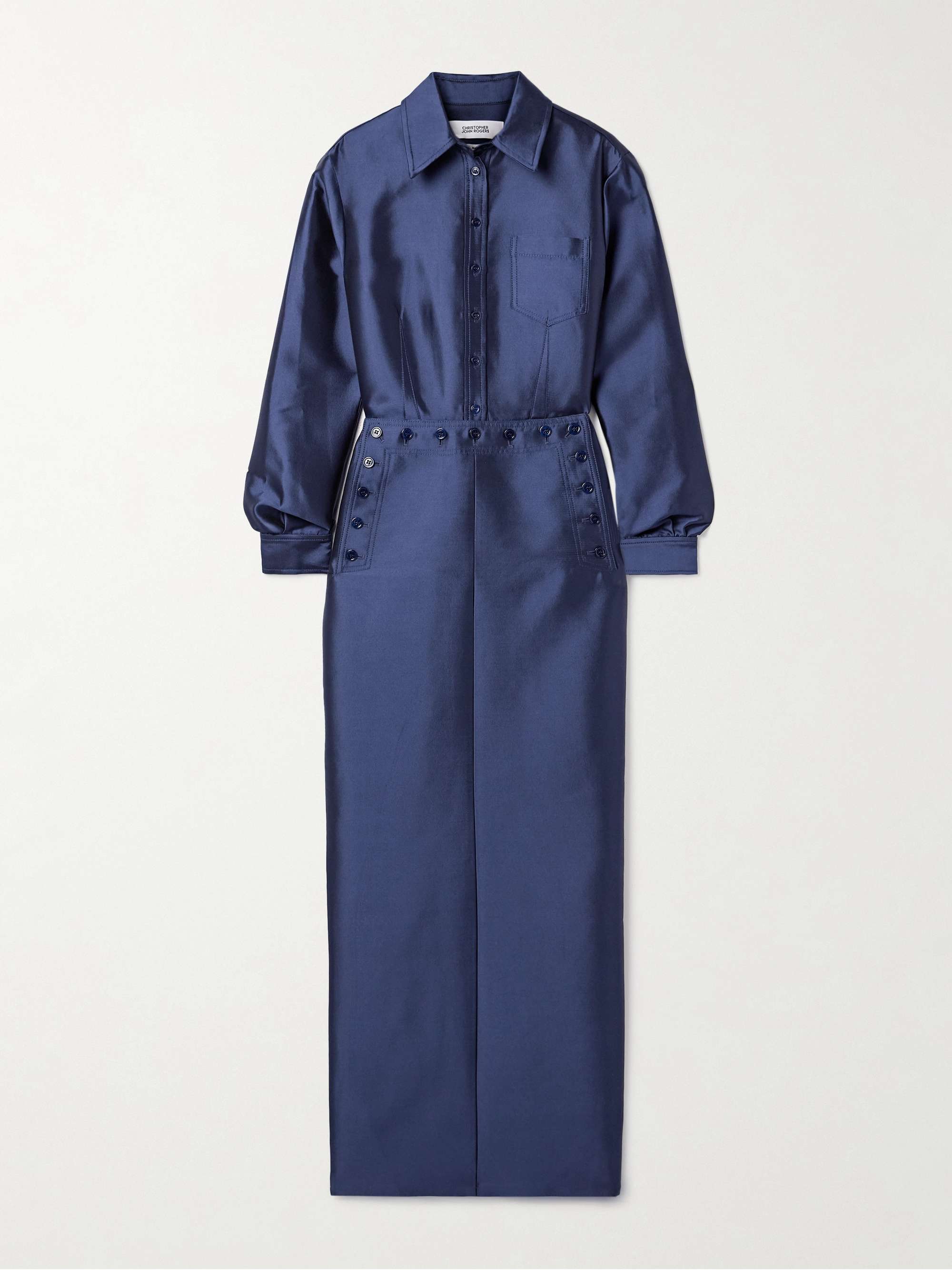 Sailor silk and wool-blend duchesse-satin maxi dress view