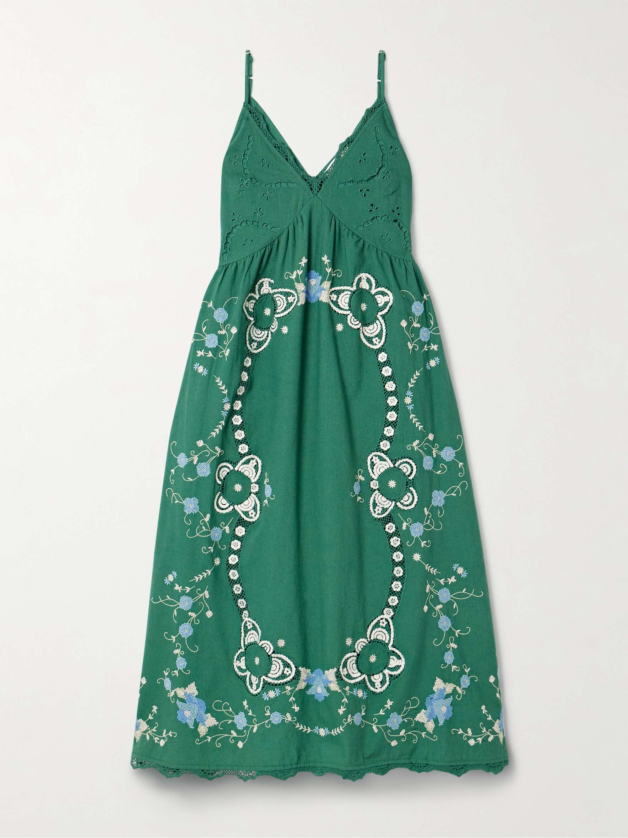 Vesna lace-trimmed broderie anglaise cotton and linen-blend midi dress view