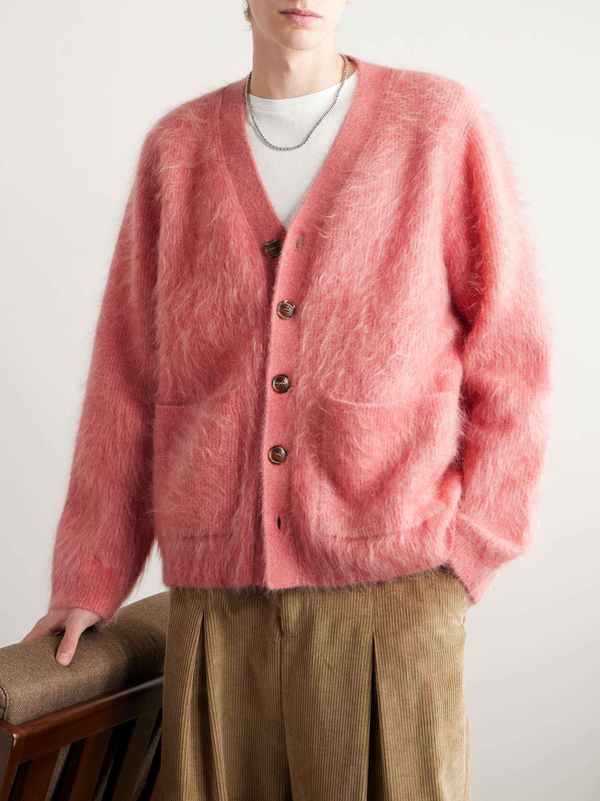 Kaito Ribbed Brushed Mohair-Blend Cardigan view