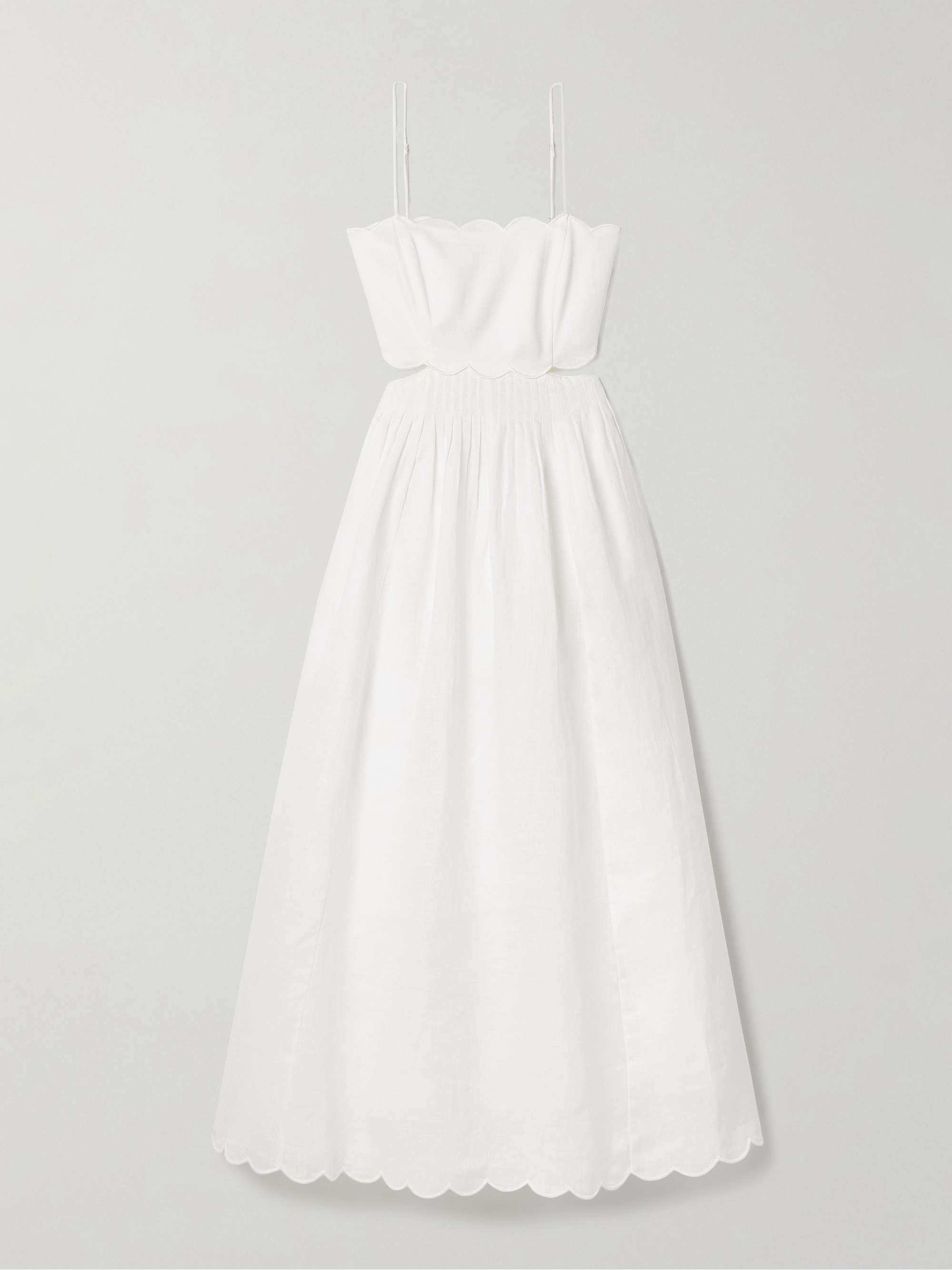 Rhiannon cutout pleated scalloped linen-voile midi dress view