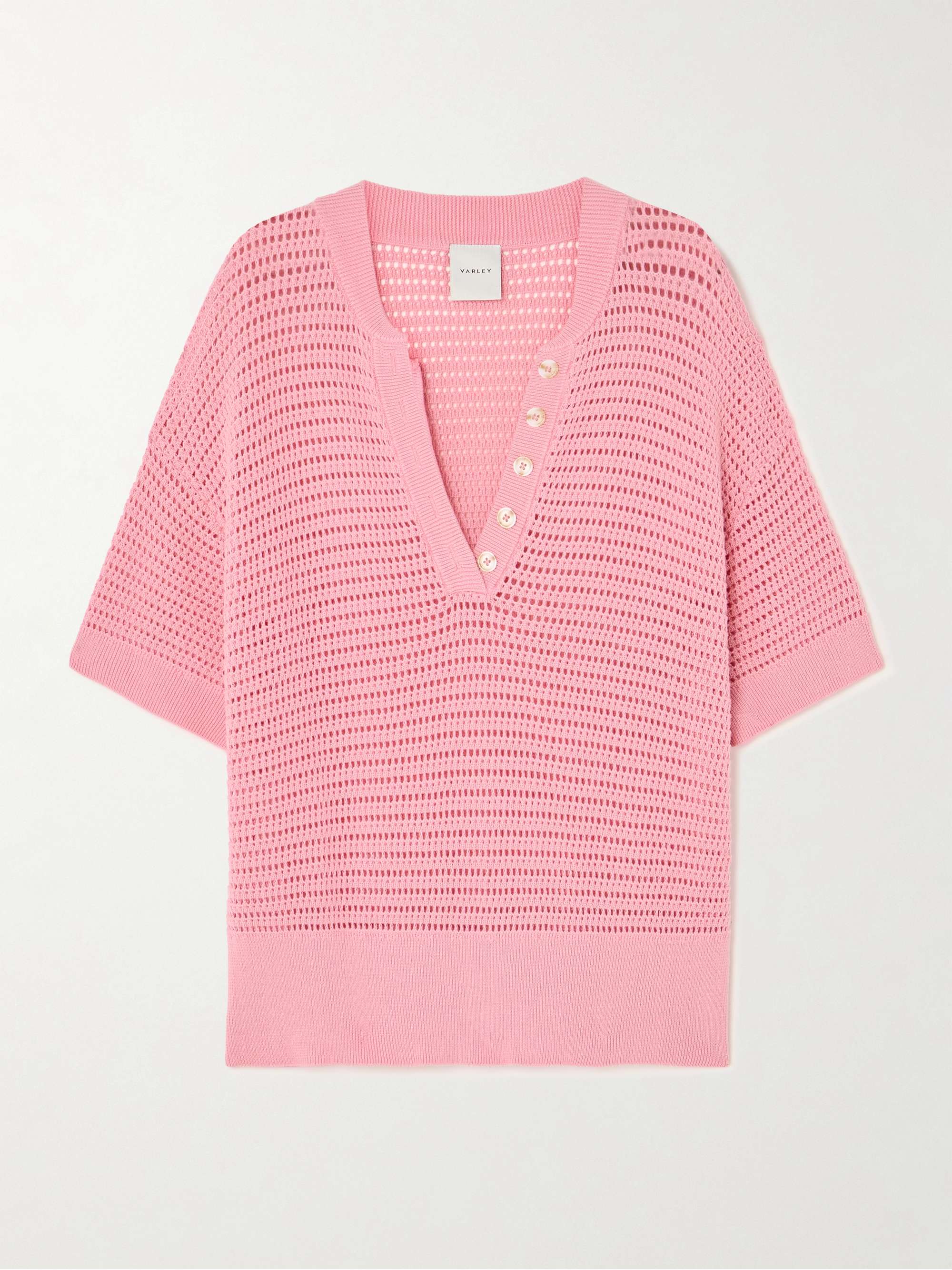 Callie open-knit cotton top view