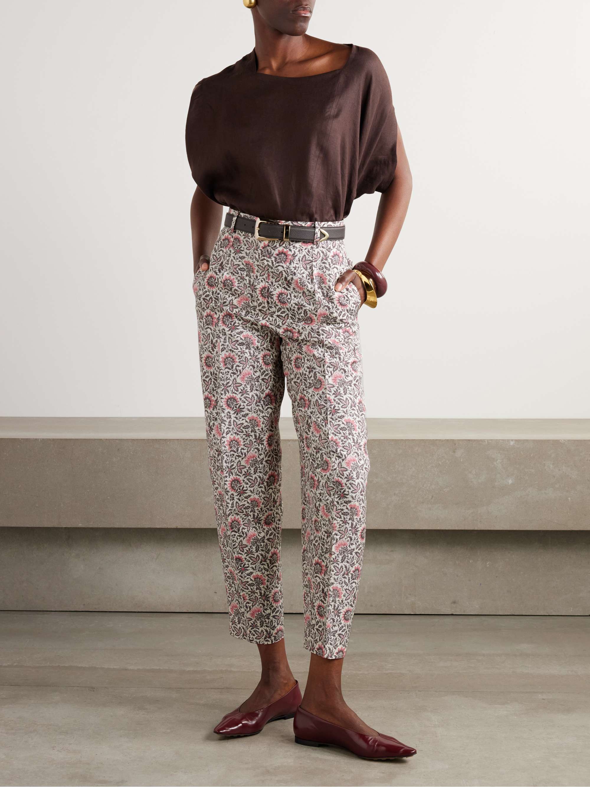Dan floral-print silk tapered pants view
