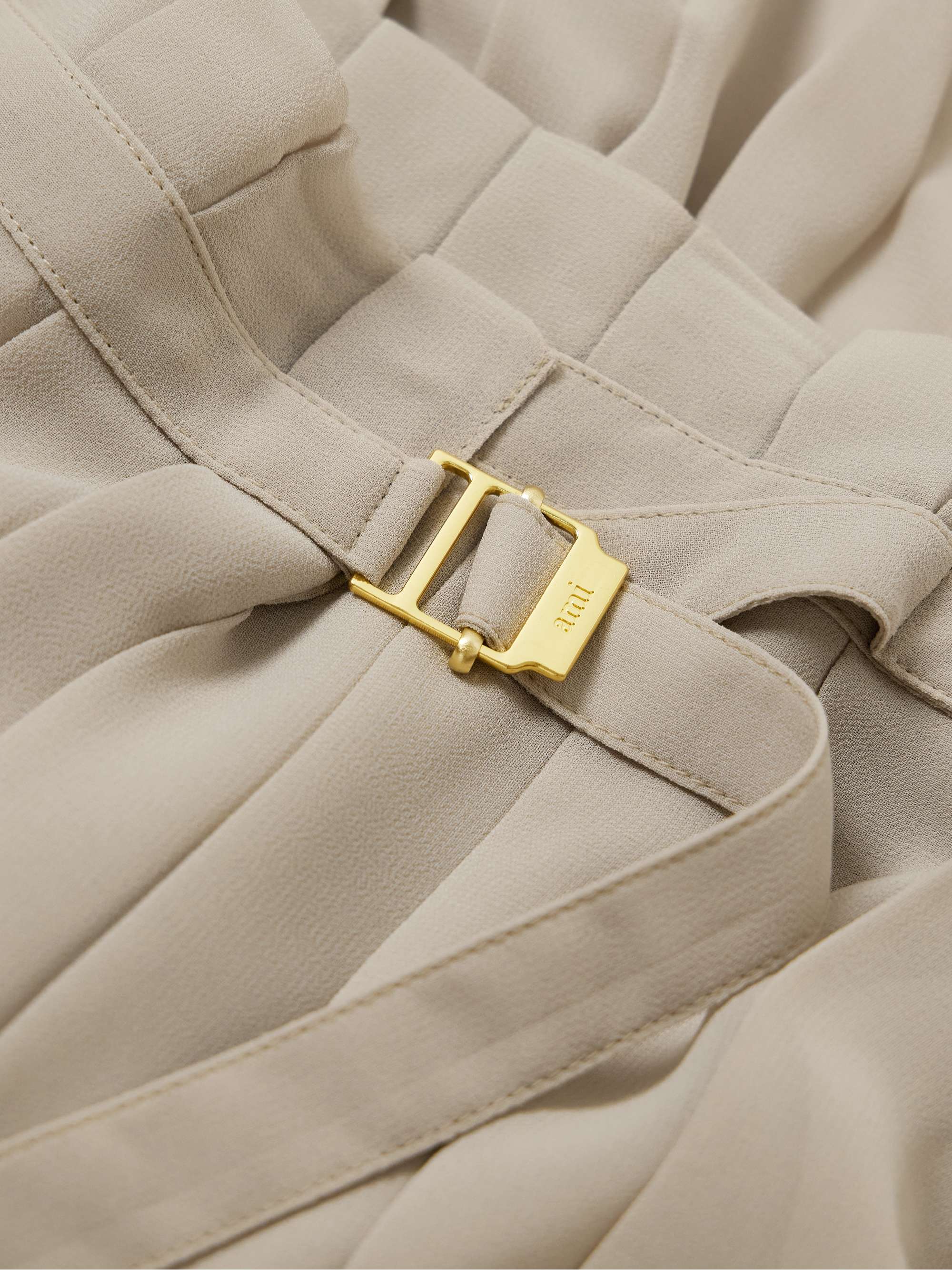 Belted pleated crepe maxi skirt view