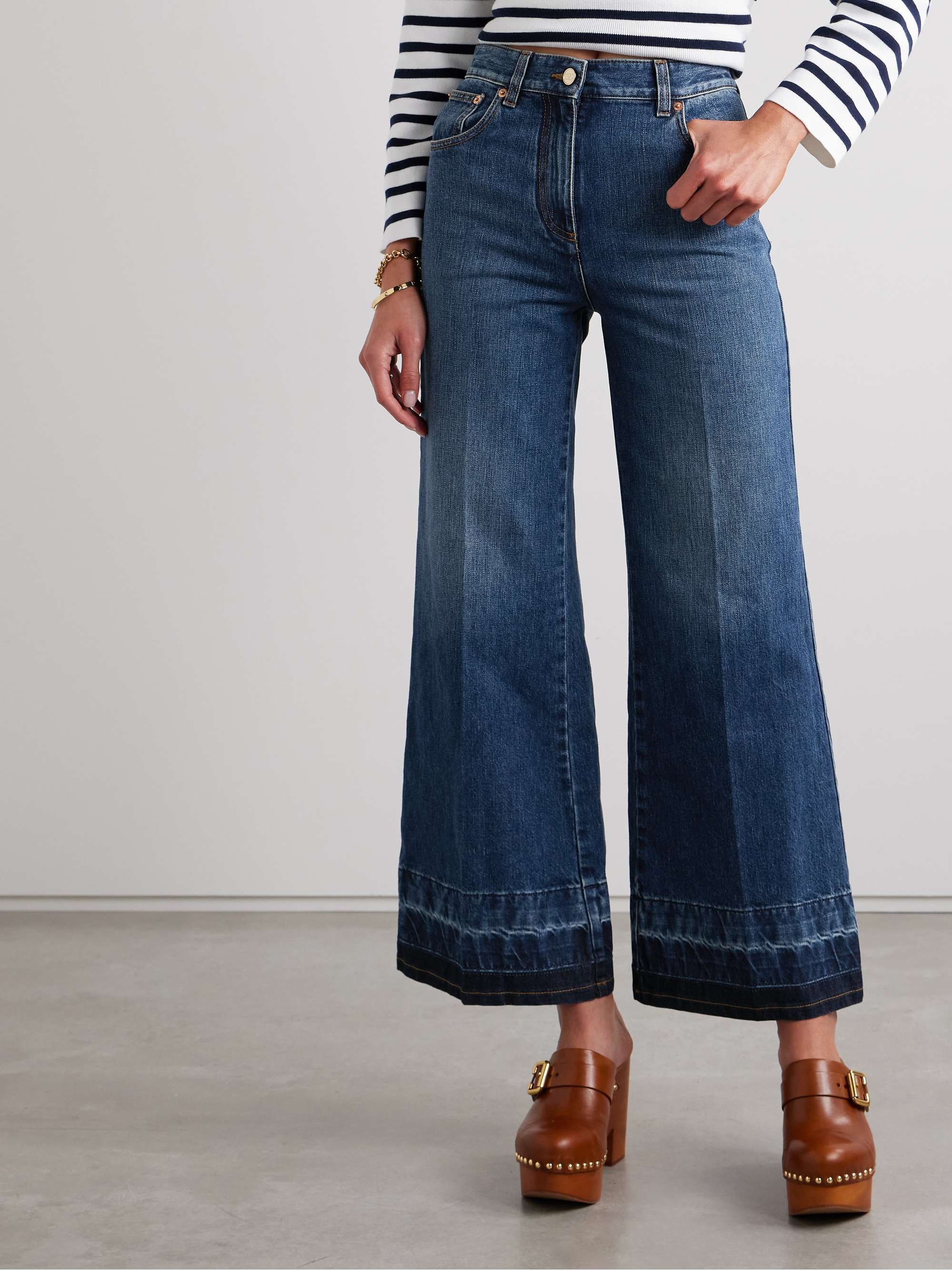 Embellished high-rise flared jeans view