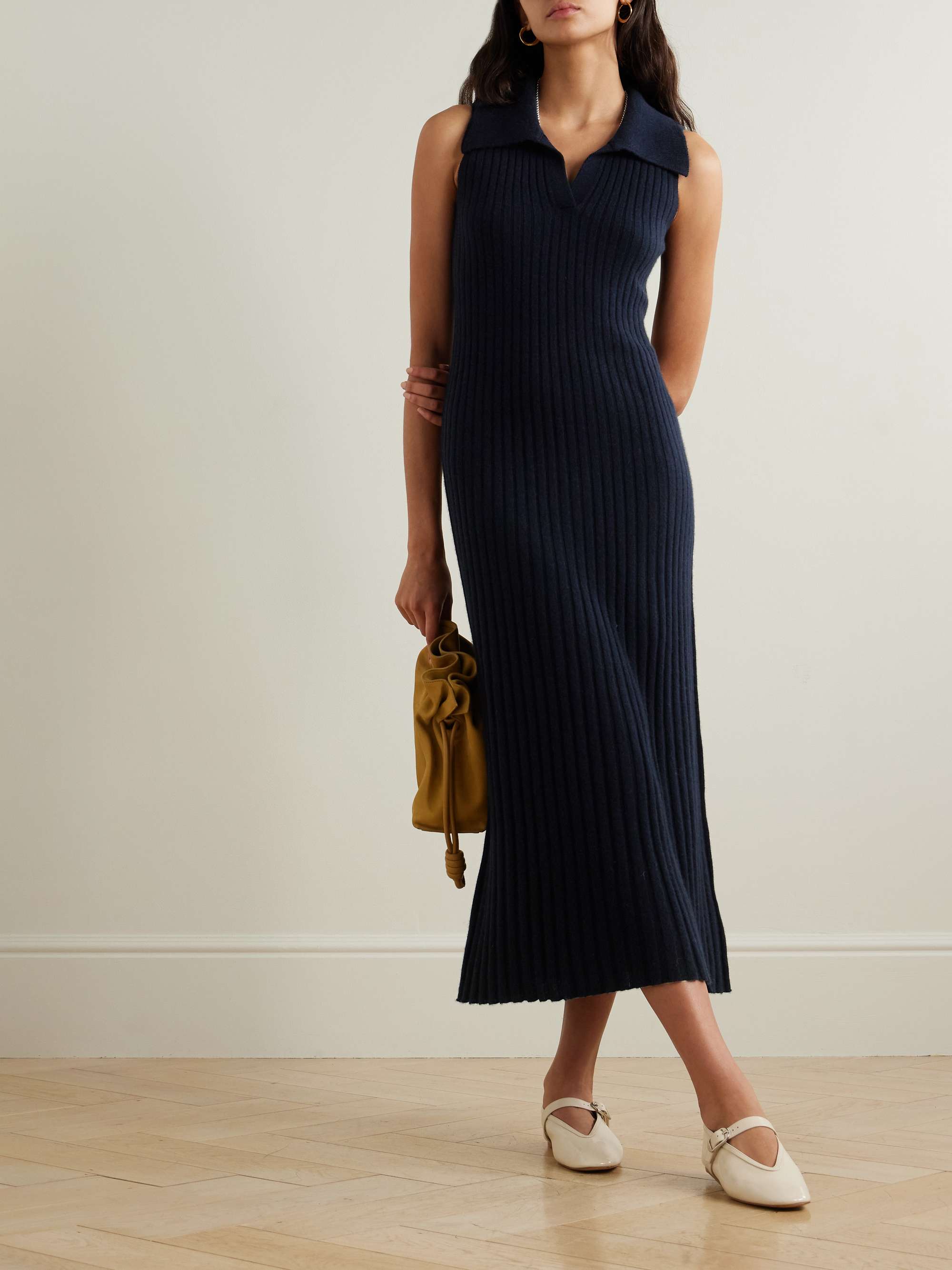 Ribbed cashmere midi dress view