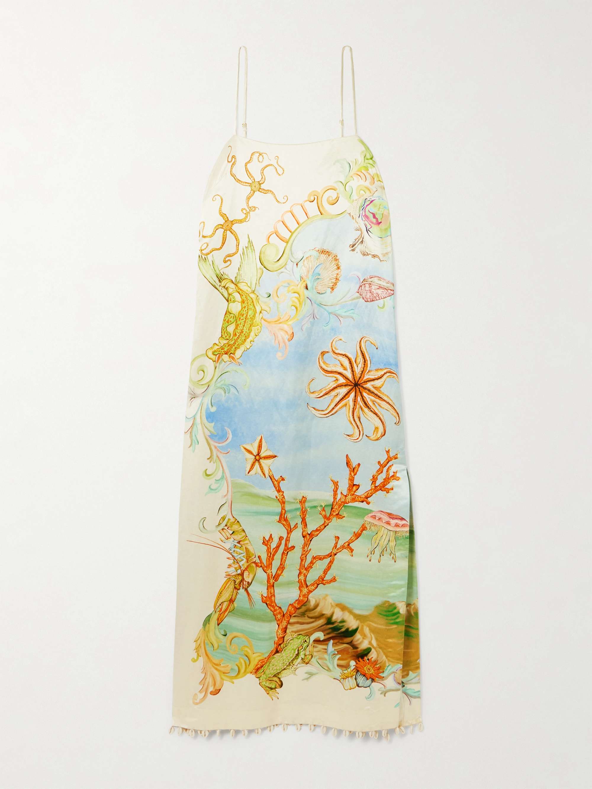 + Sam Pauletto Emerald Cove embellished printed hemp and silk-blend midi dress view