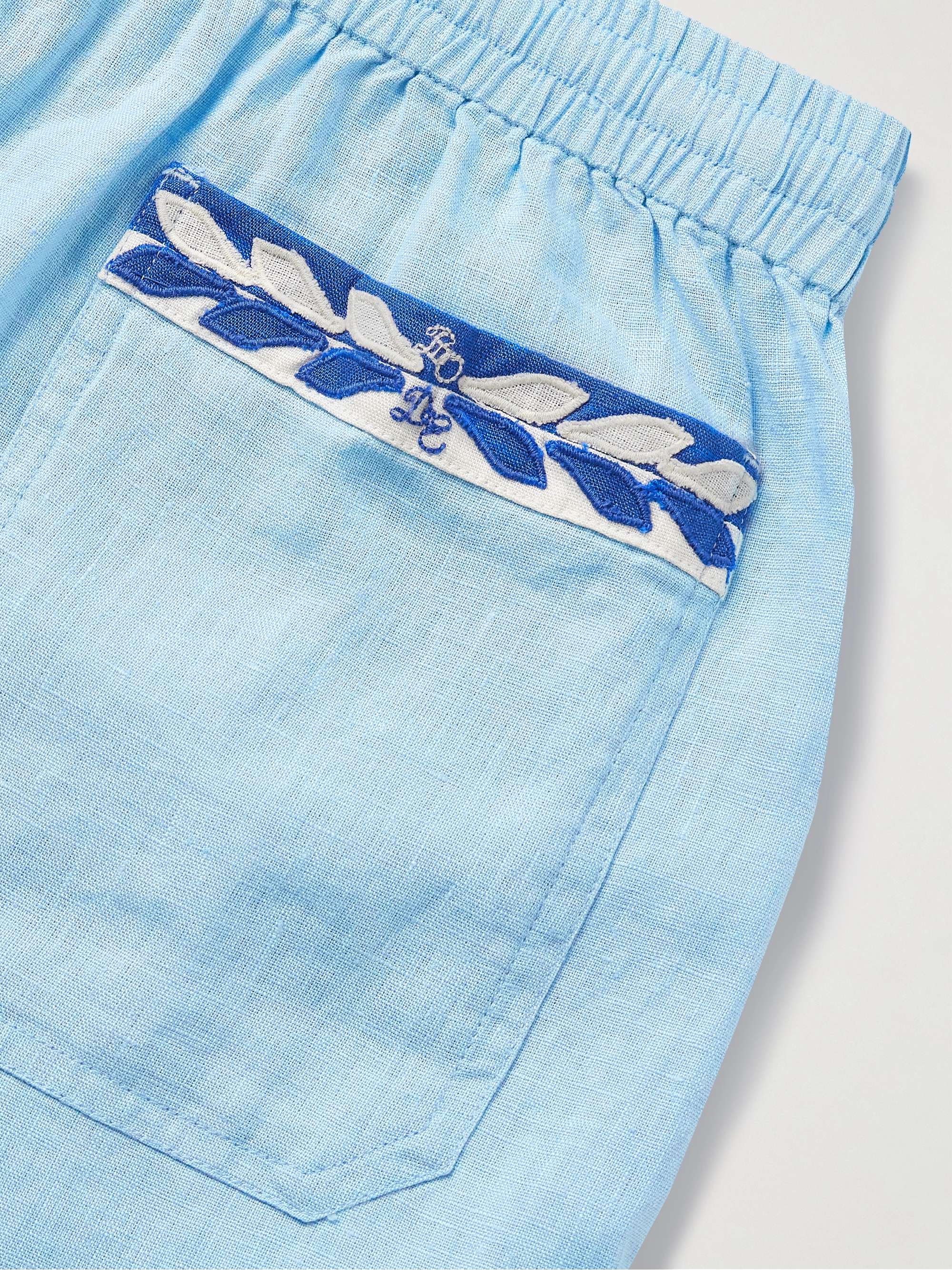 Seedling Stripe Appliquéd Linen Shorts view