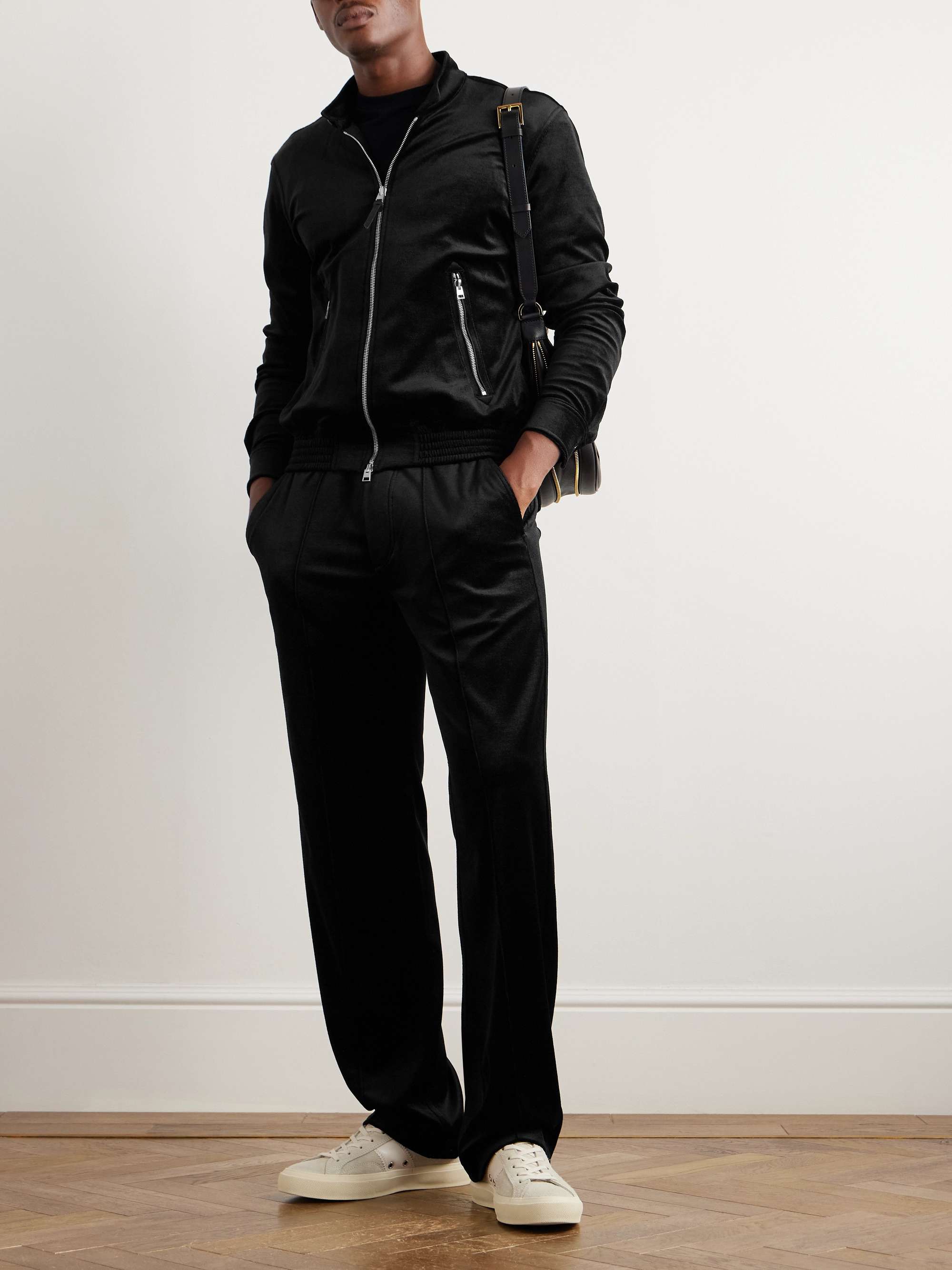 Wide-Leg Silk and Cotton-Blend Velvet Trousers view