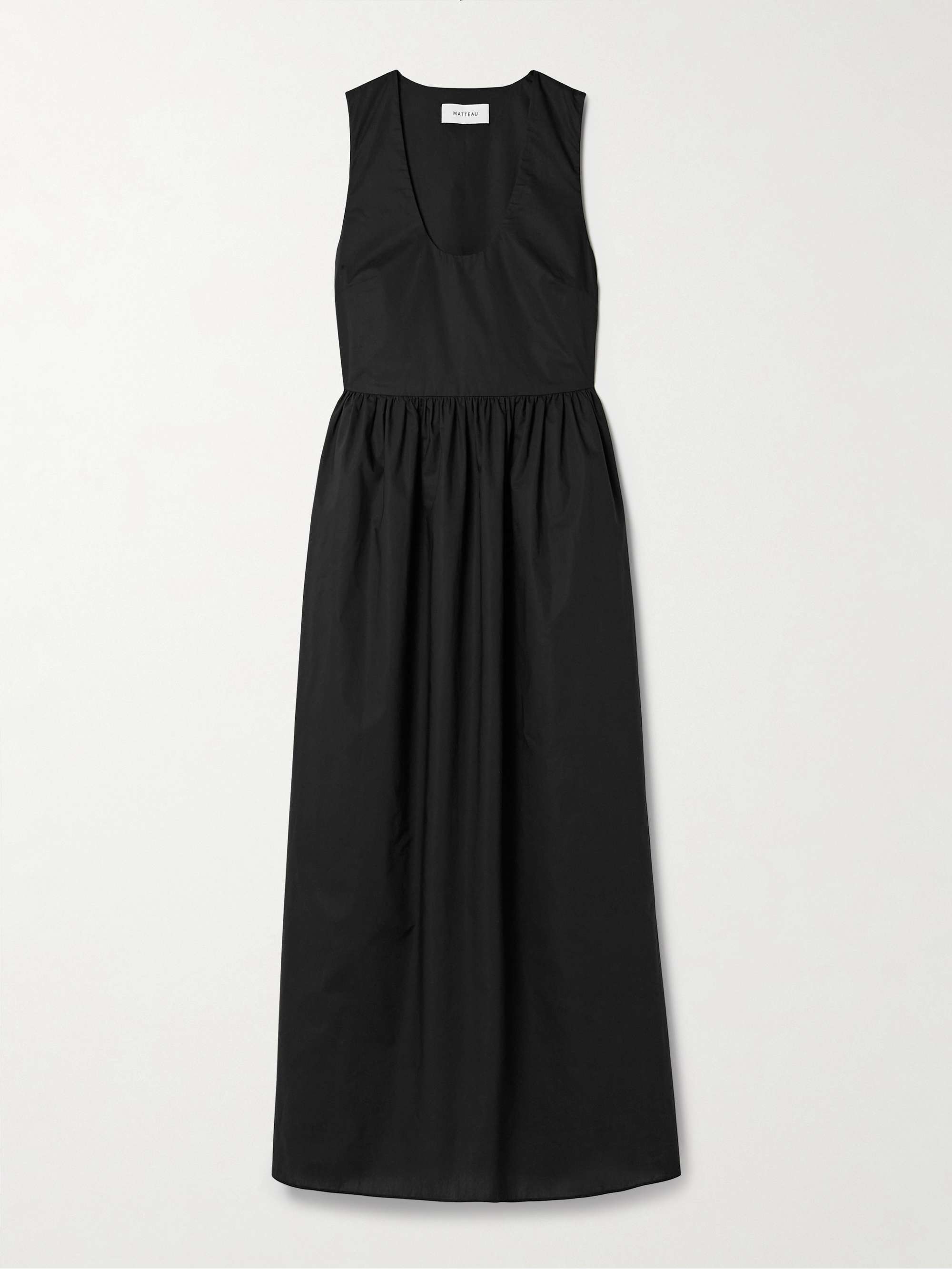 Gathered organic cotton-poplin midi dress view