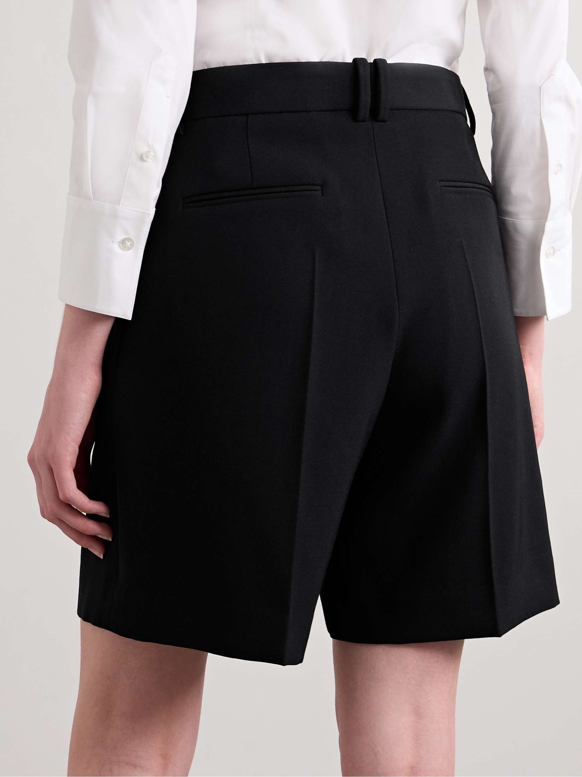 Efron pleated wool-twill shorts view