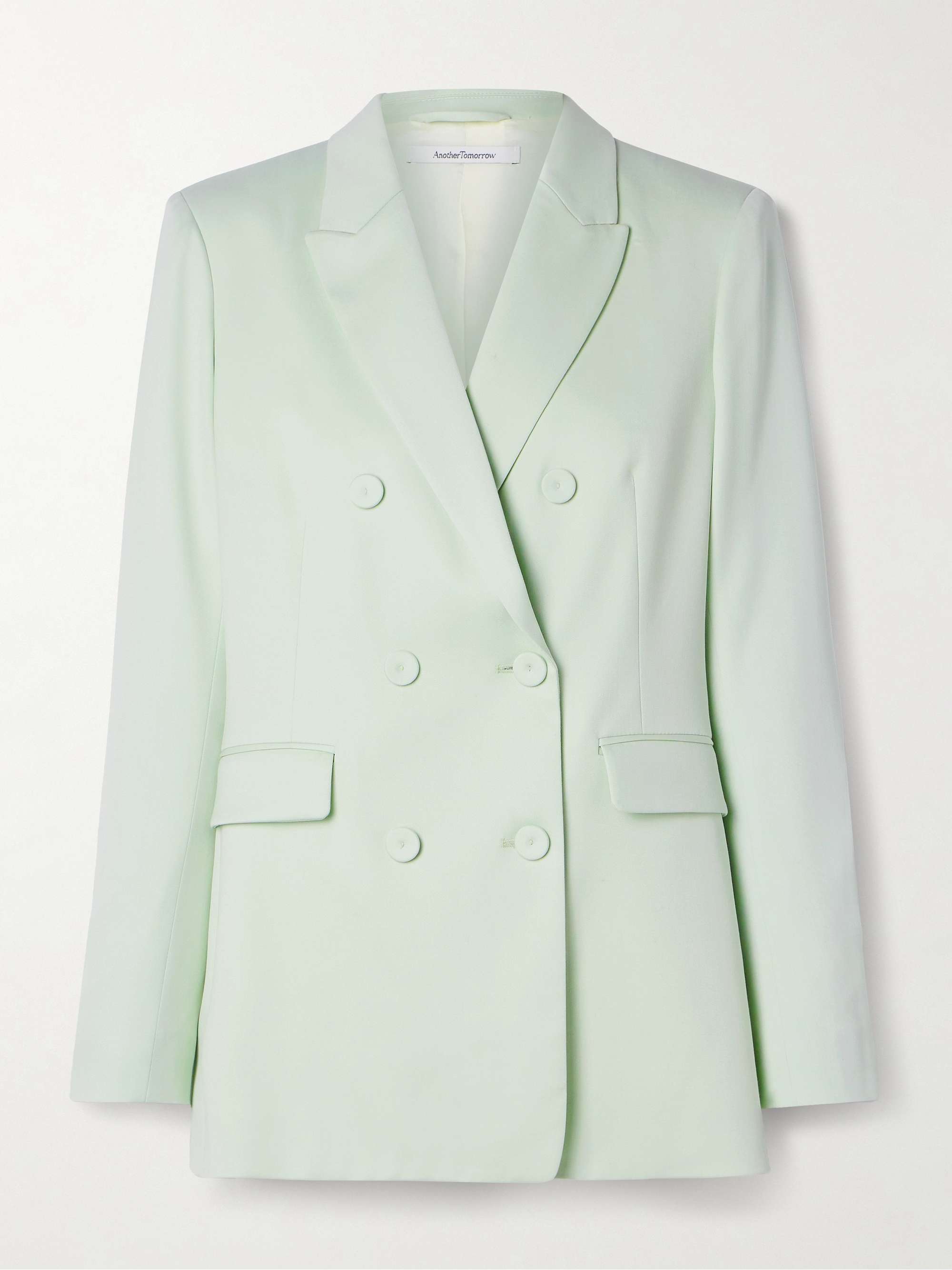 Double-breasted wool-blend blazer view