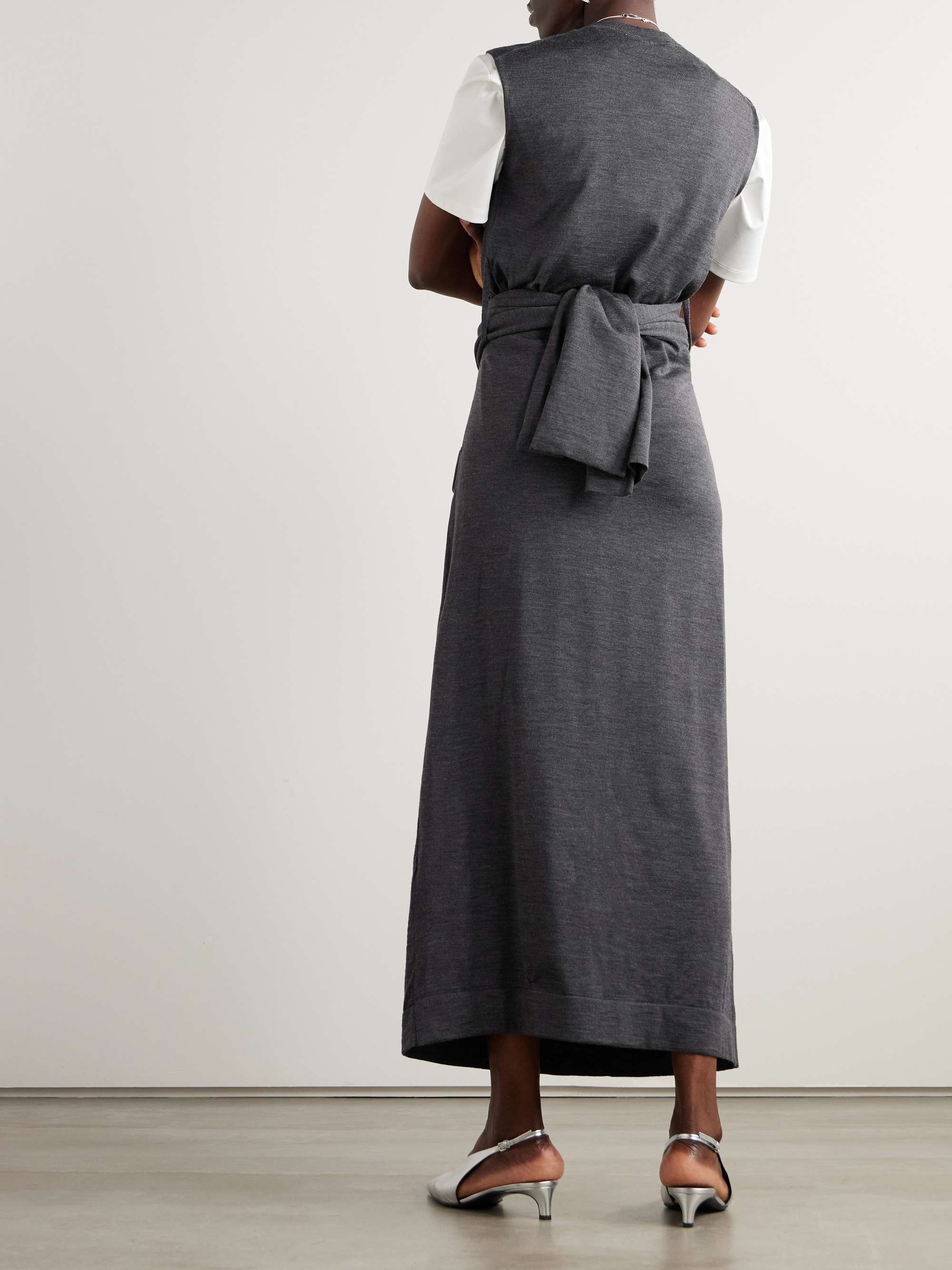 Draped merino wool maxi dress view