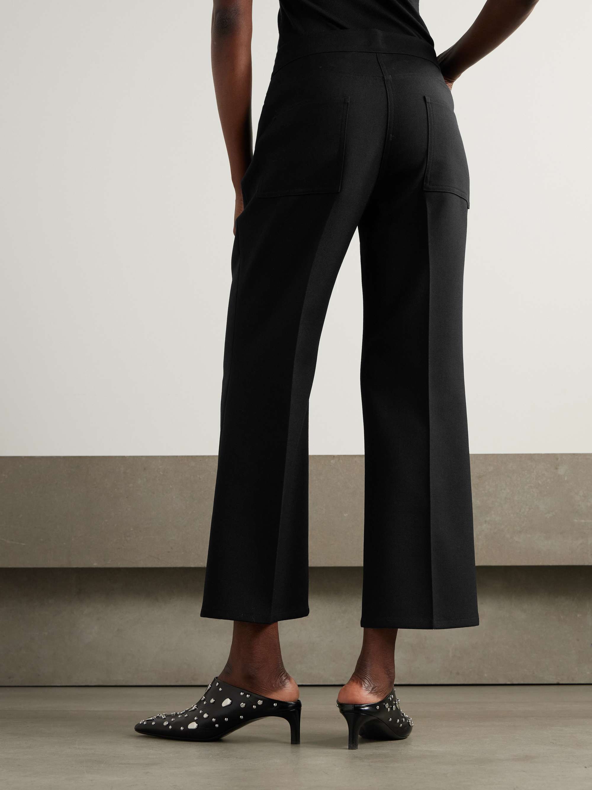 Cropped wool-crepe flared pants view