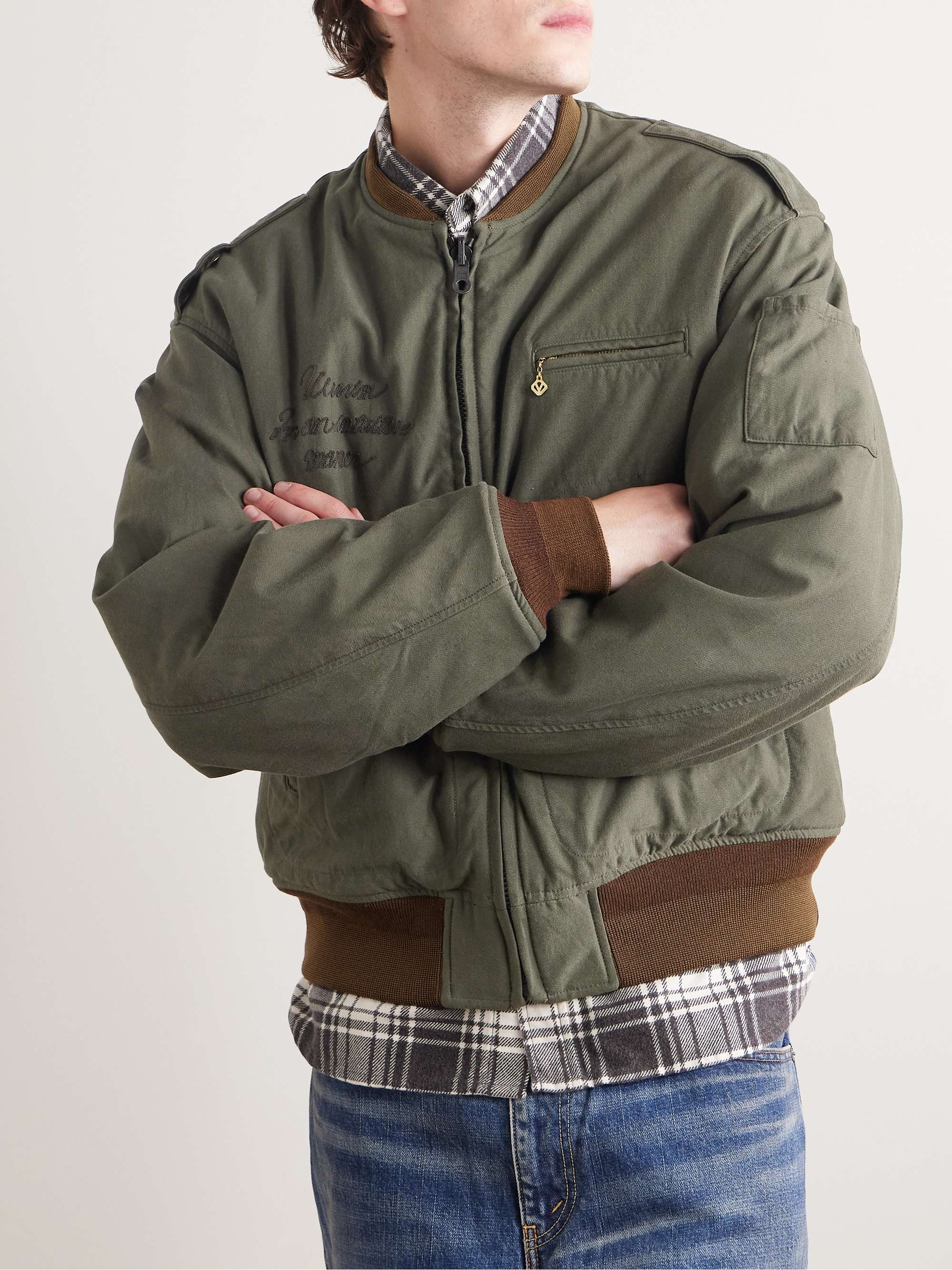 Reversible Printed Cotton-Blend and Twill Bomber Jacket view