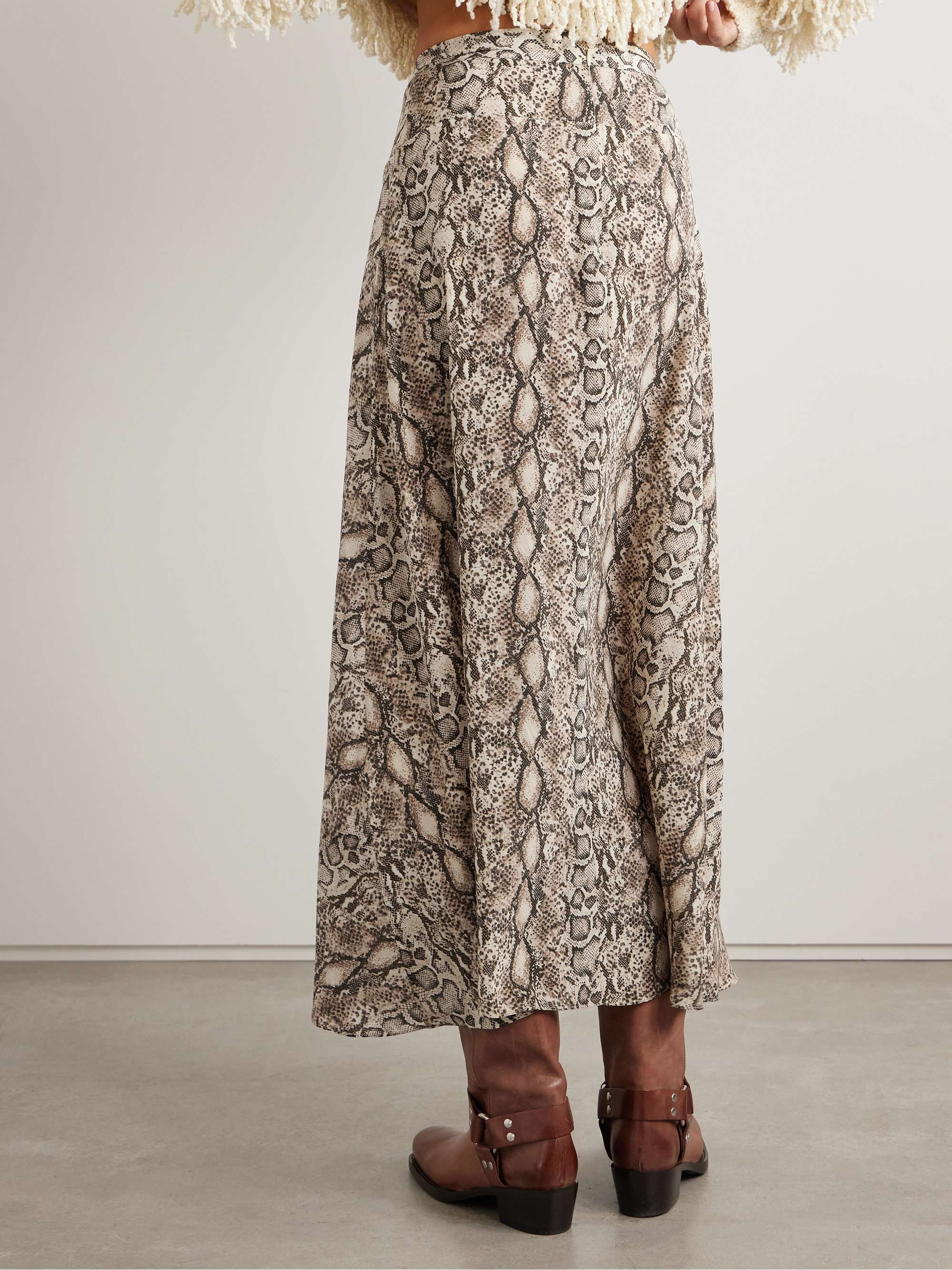 Sakura asymmetric snake-print silk-blend skirt view