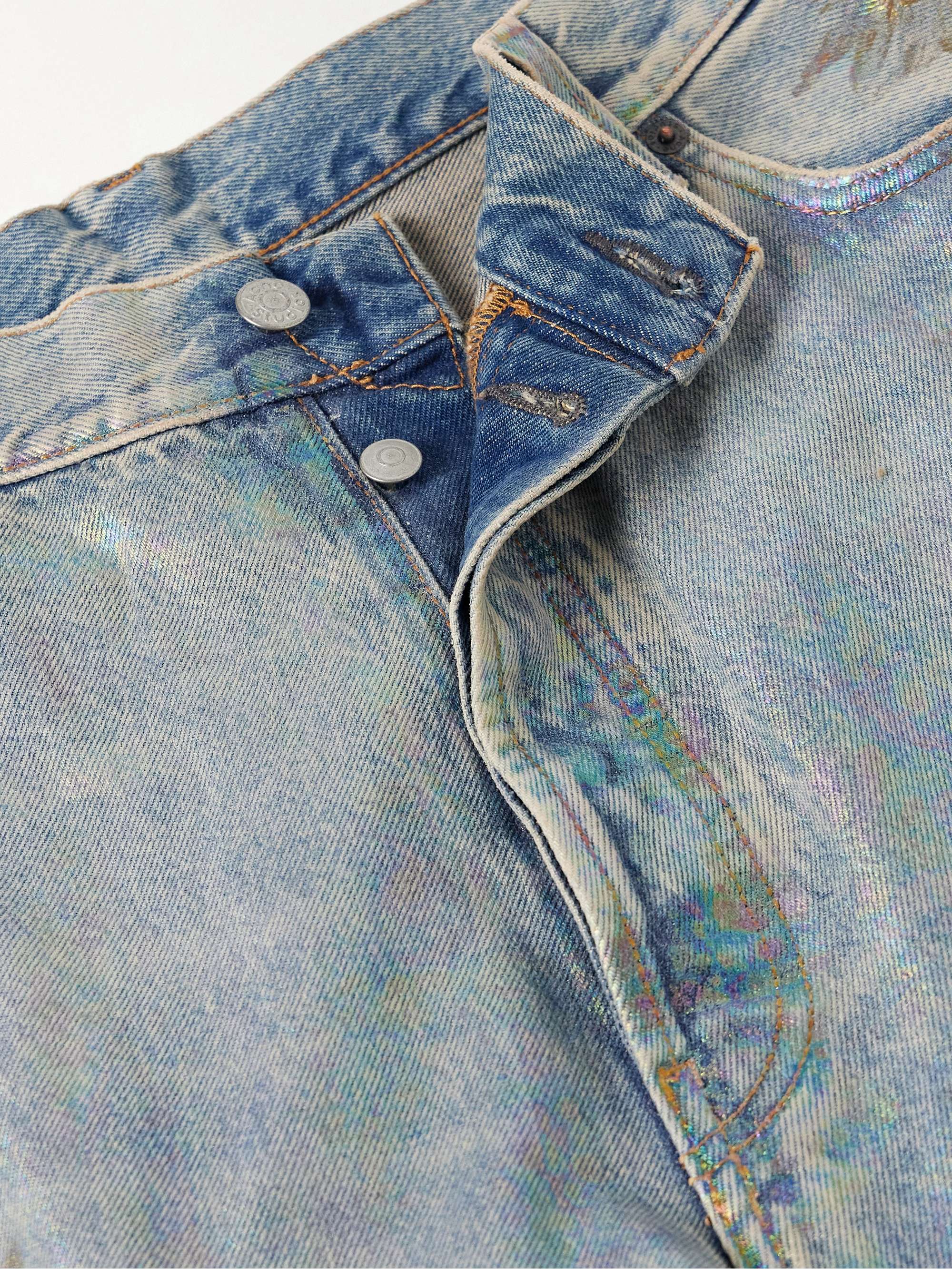 Dirty Halo Wide-Leg Distressed Iridescent Jeans view