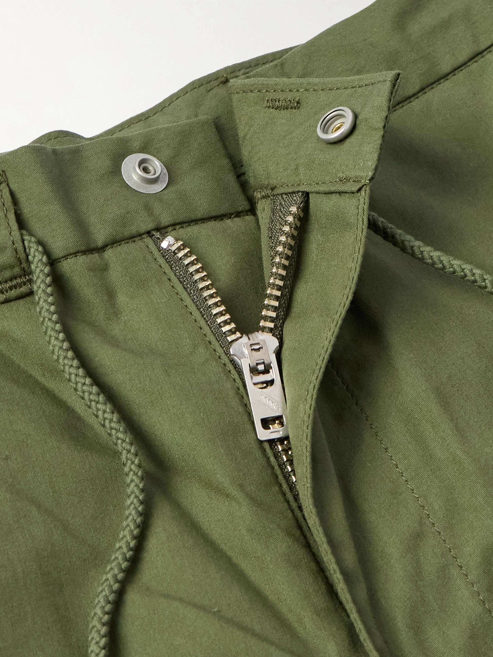 Straight-Leg Logo-Appliquéd Pleated Cotton-Blend Drawstring Cargo Trousers view