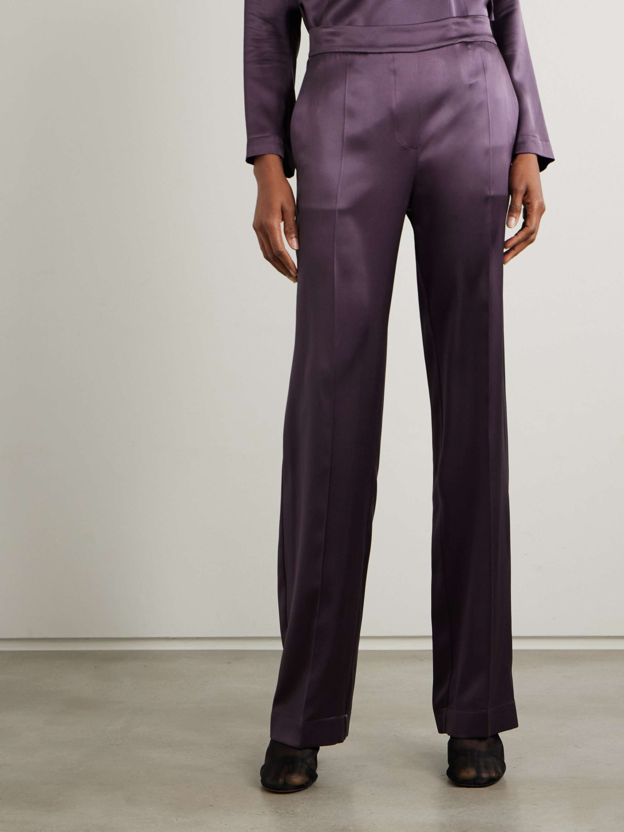 Tova silk-satin straight-leg pants view