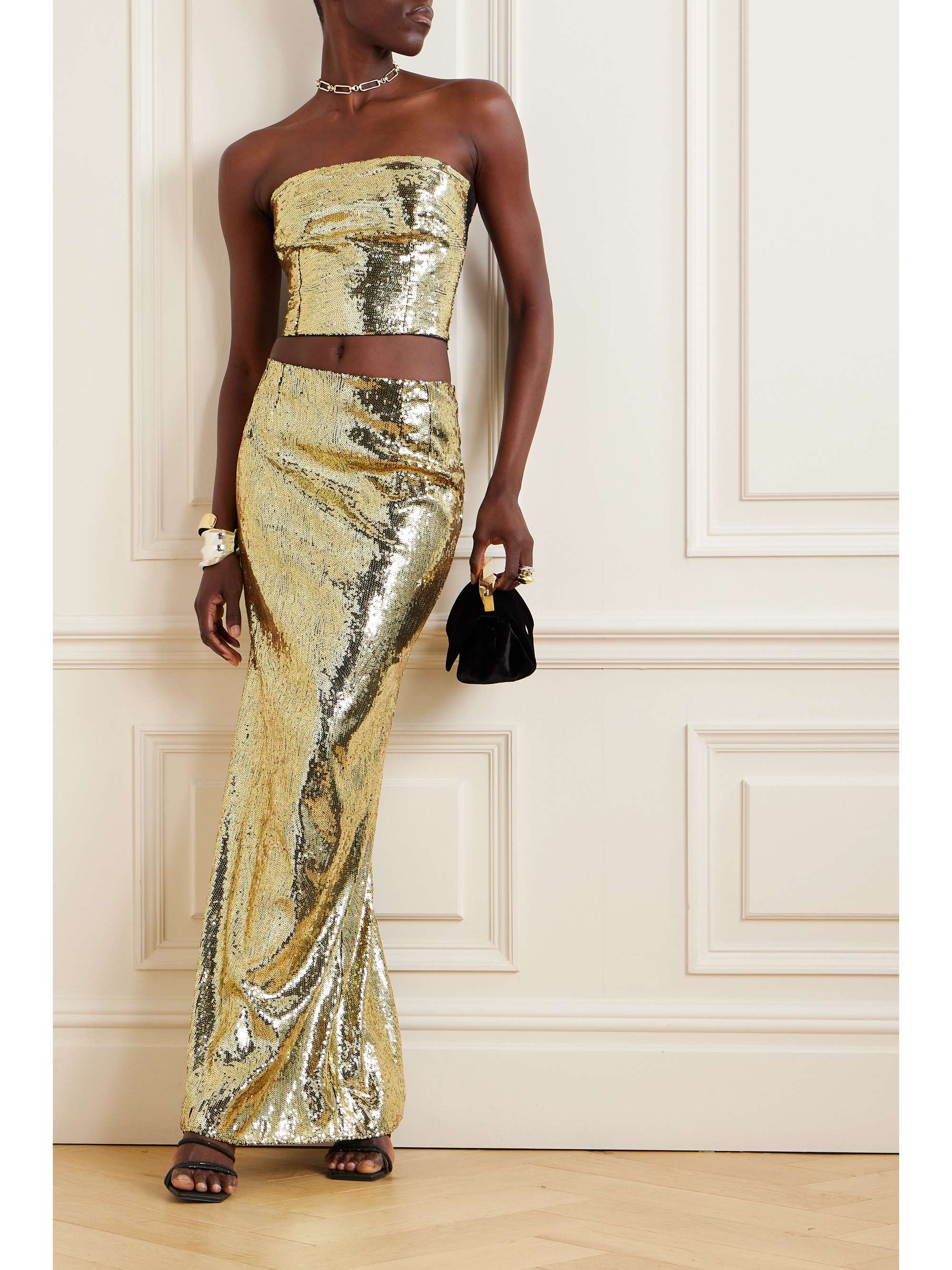 Sequined tulle maxi skirt view