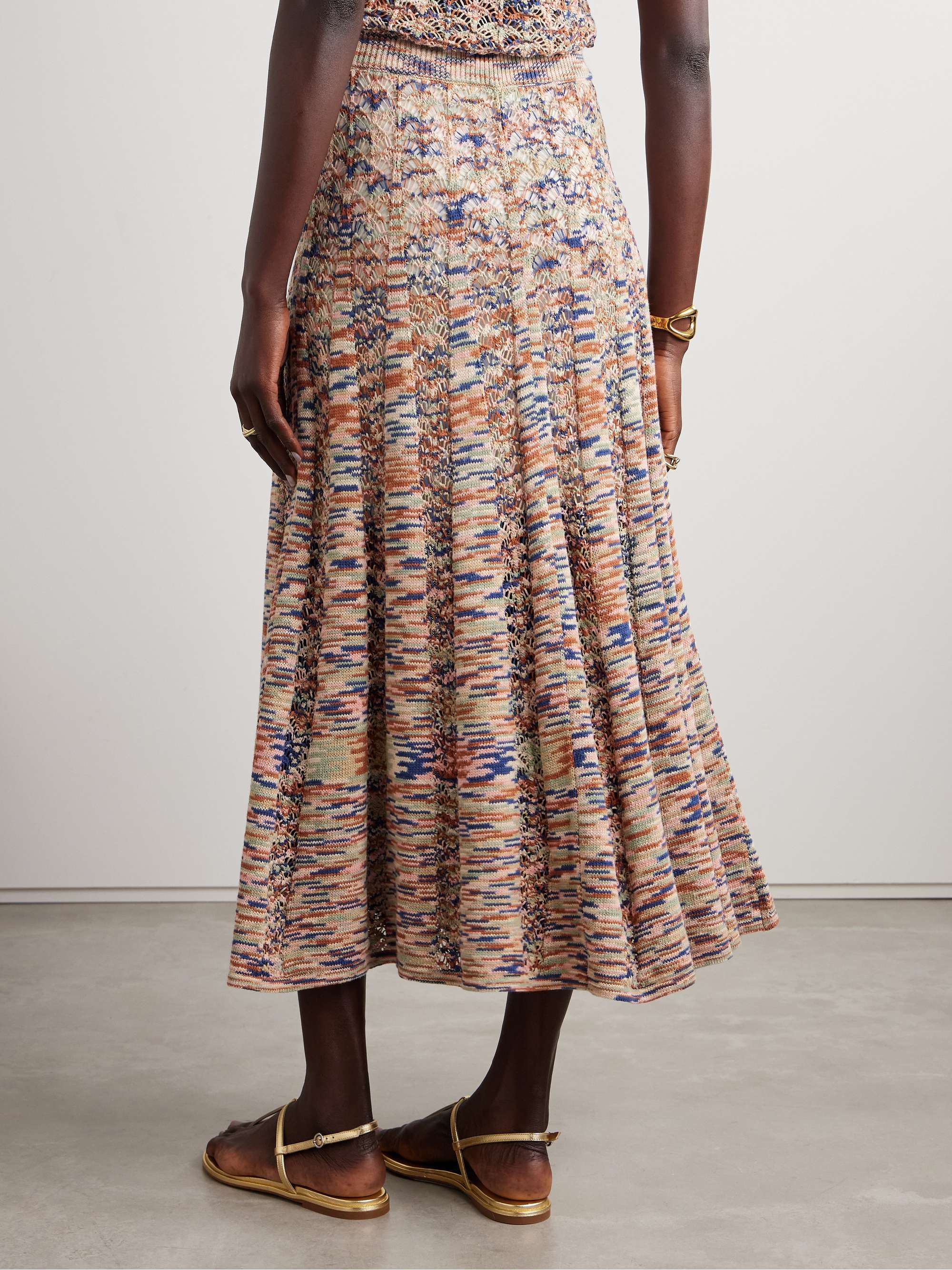 Wylie pleated open-knit cotton skirt view