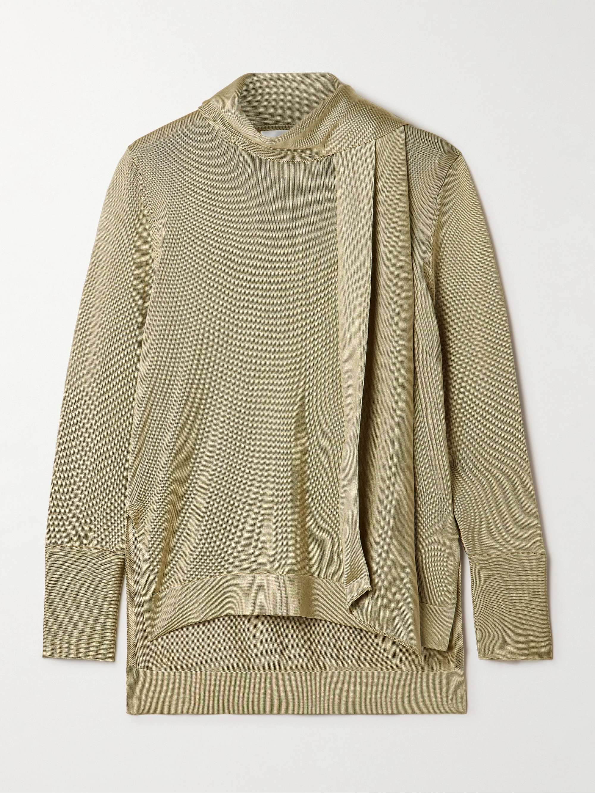 Ida scarf-detailed metallic jersey top view