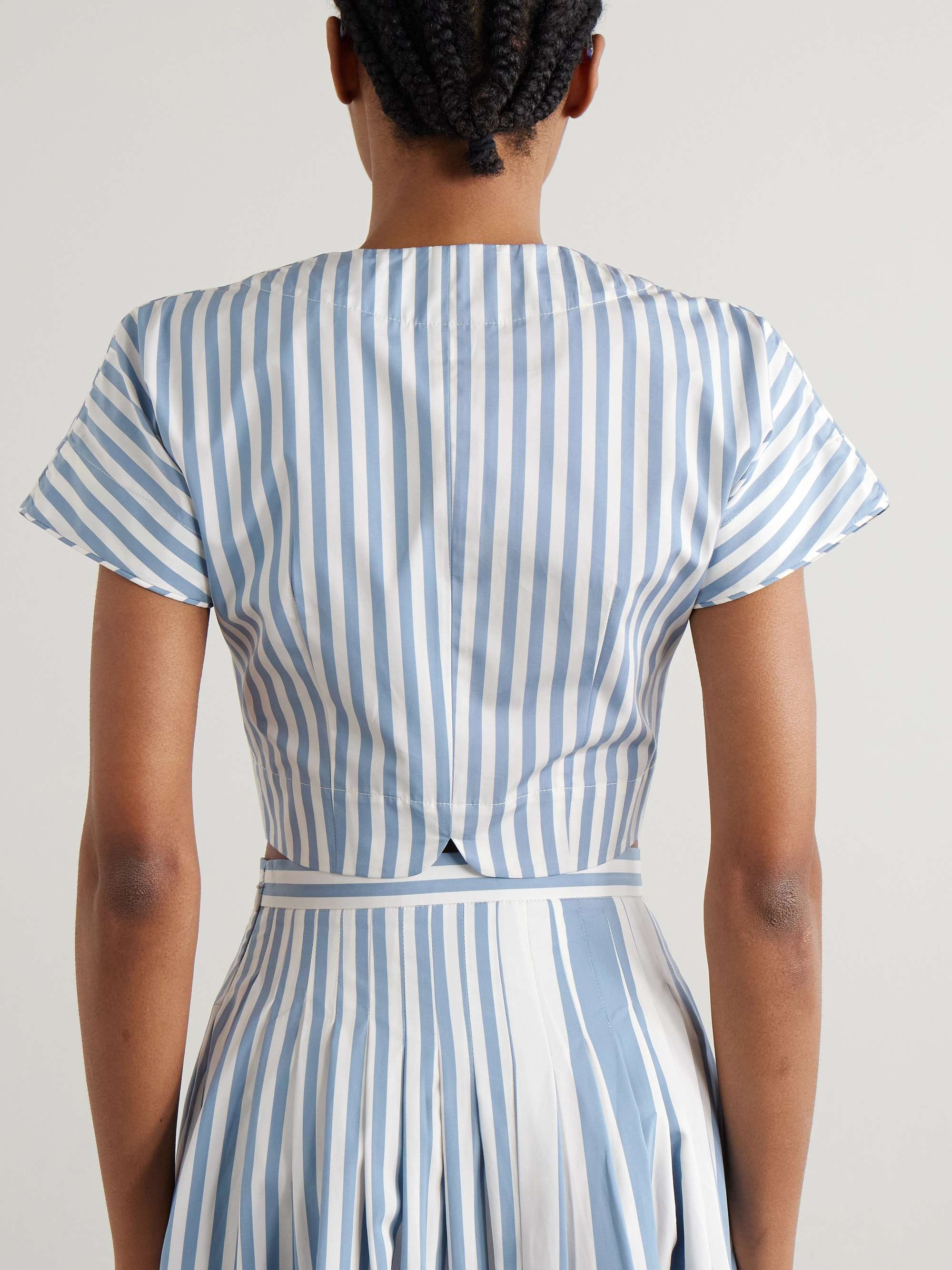 Bianca striped cotton-poplin top view