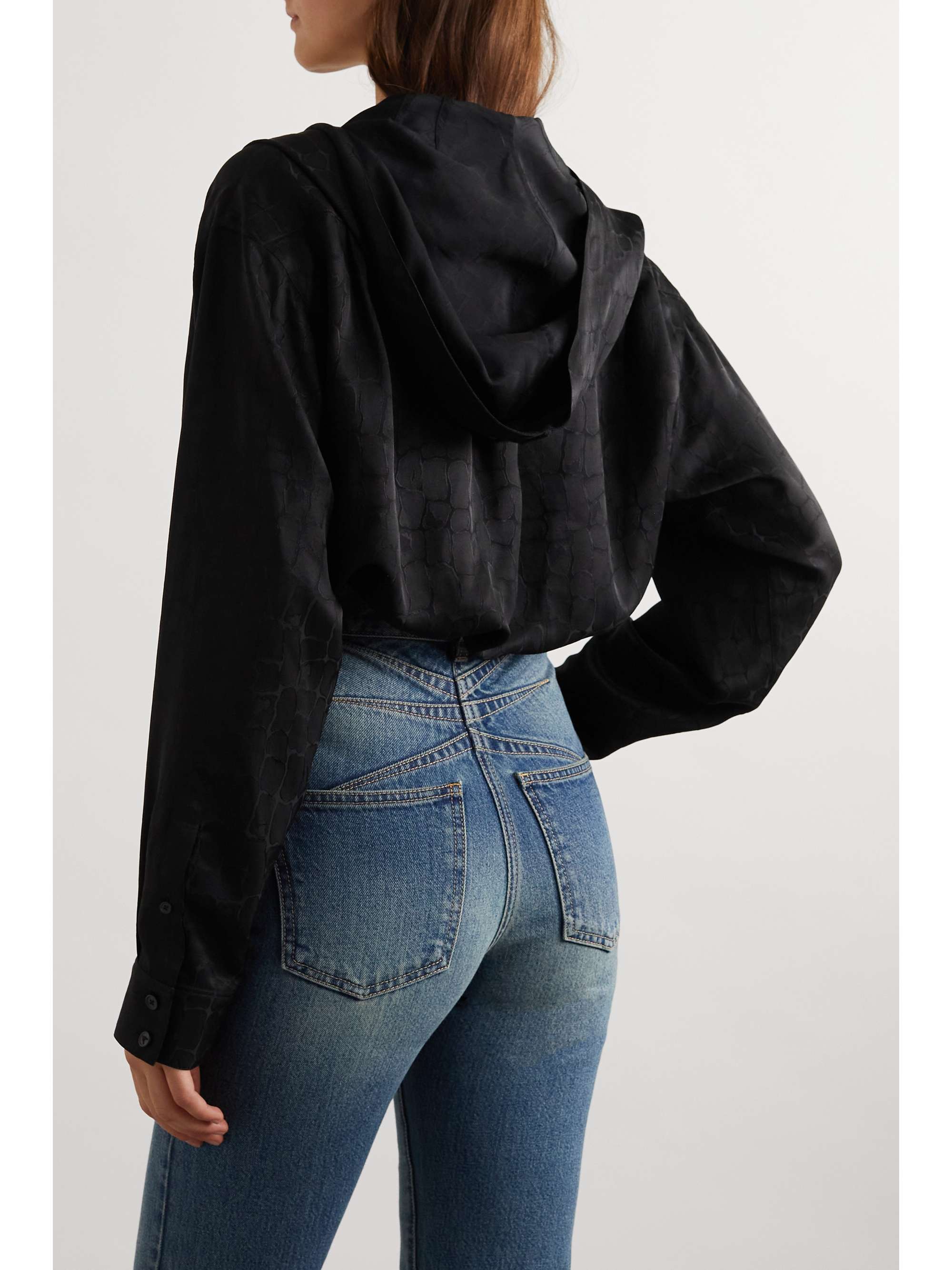 Archetypes hooded satin-jacquard bodysuit view