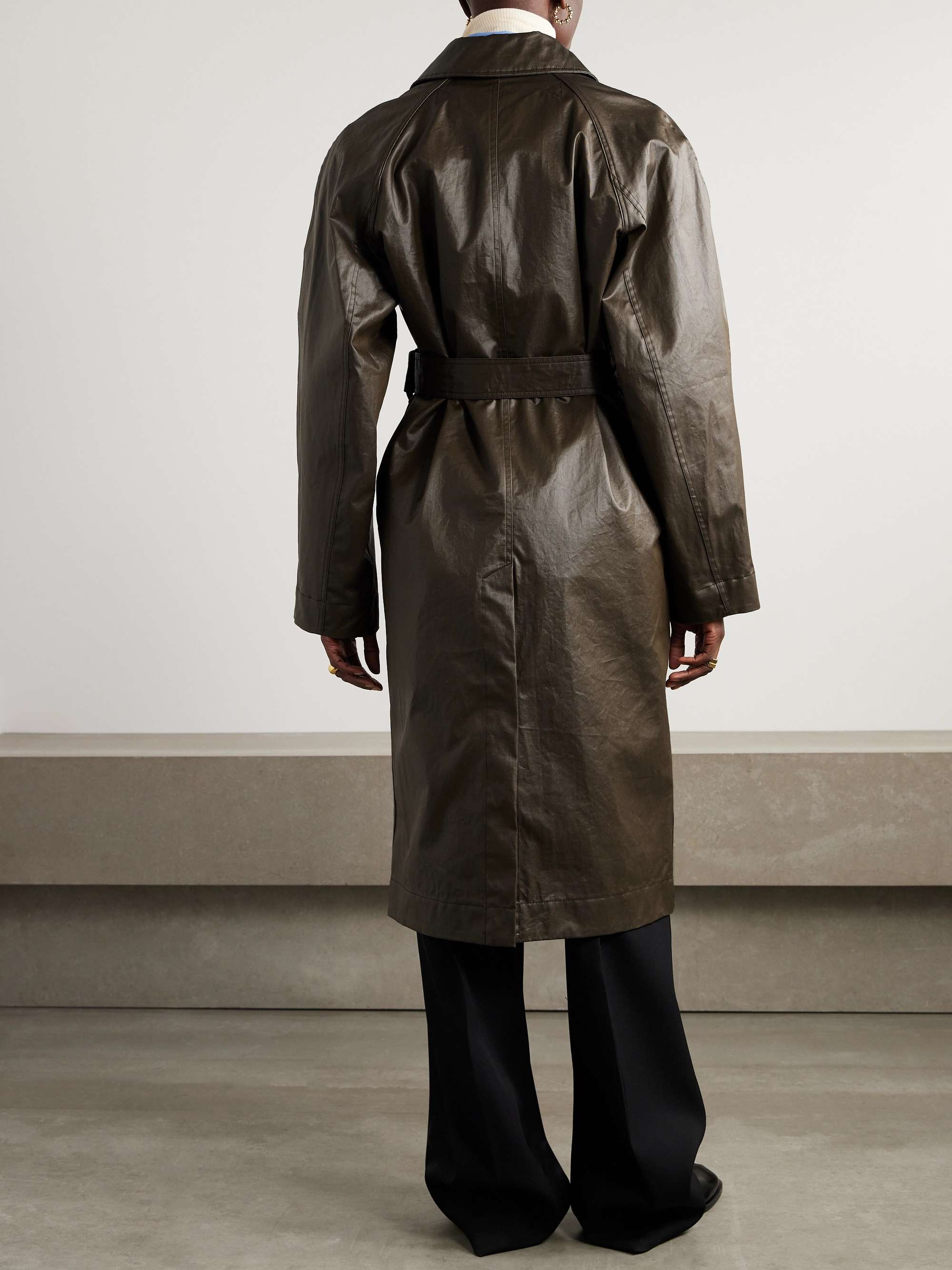 Belted coated-cotton coat view