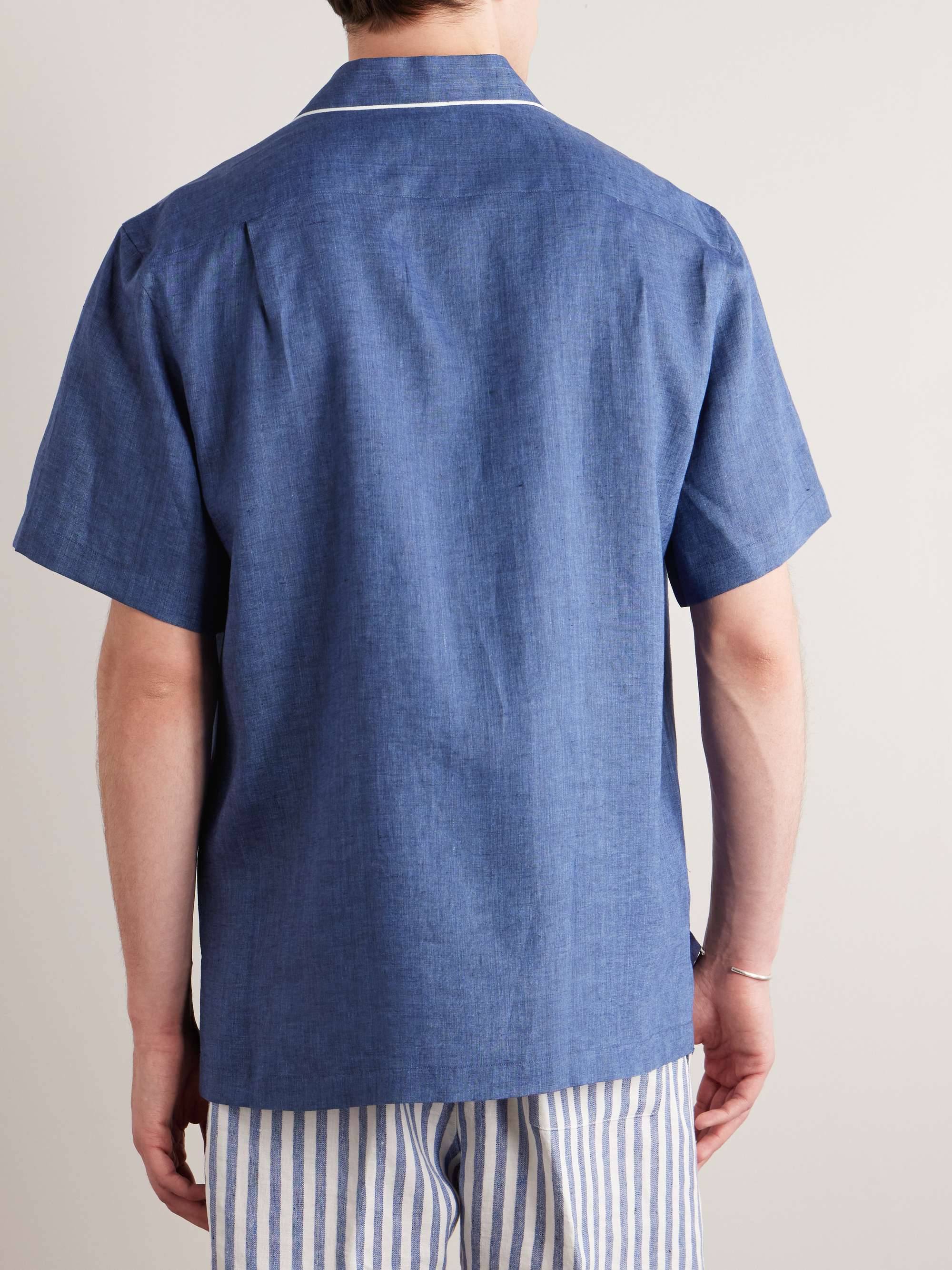 Camp-Collar Slub Linen Shirt view