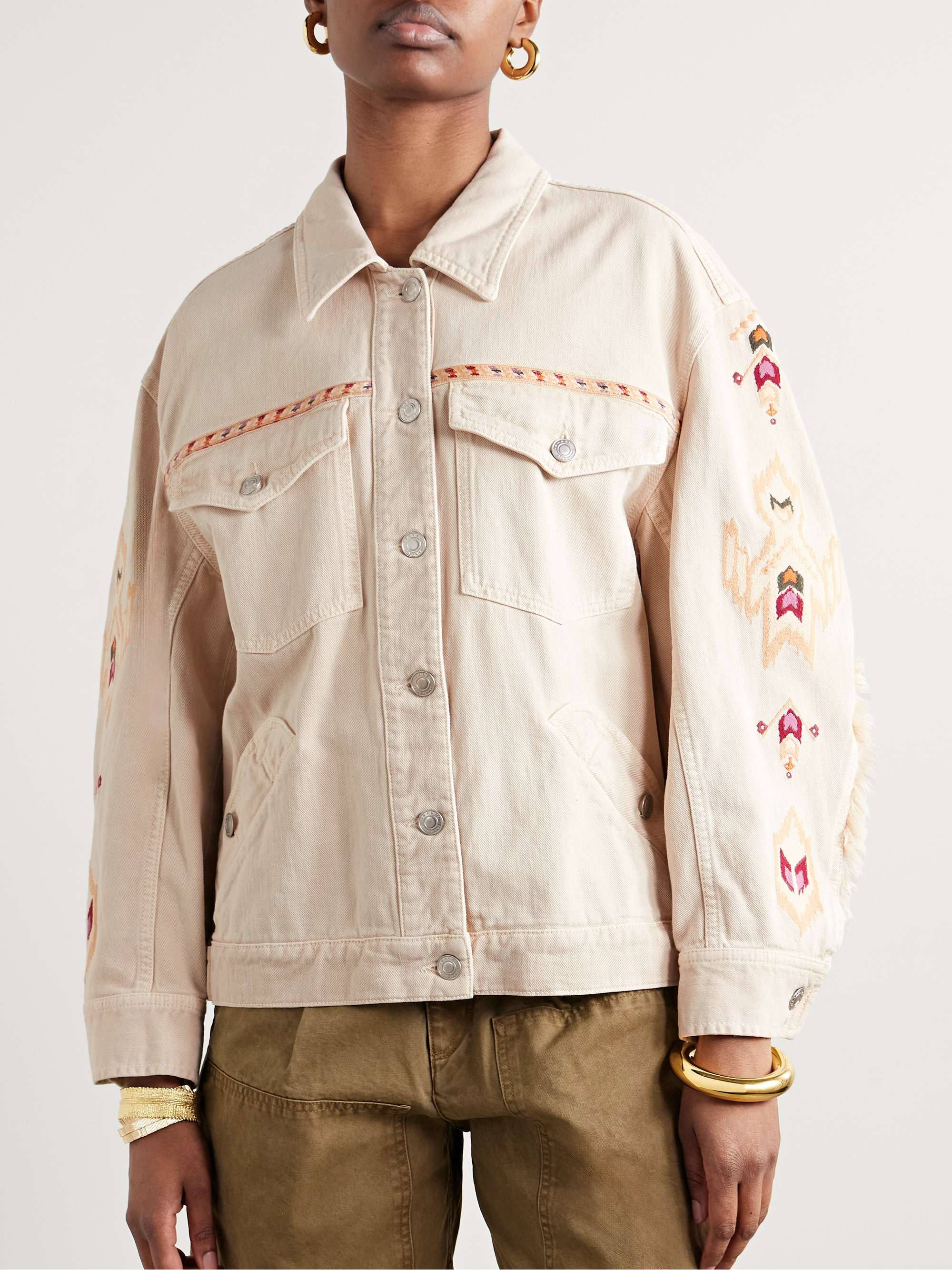 Manona embroidered organic denim jacket view