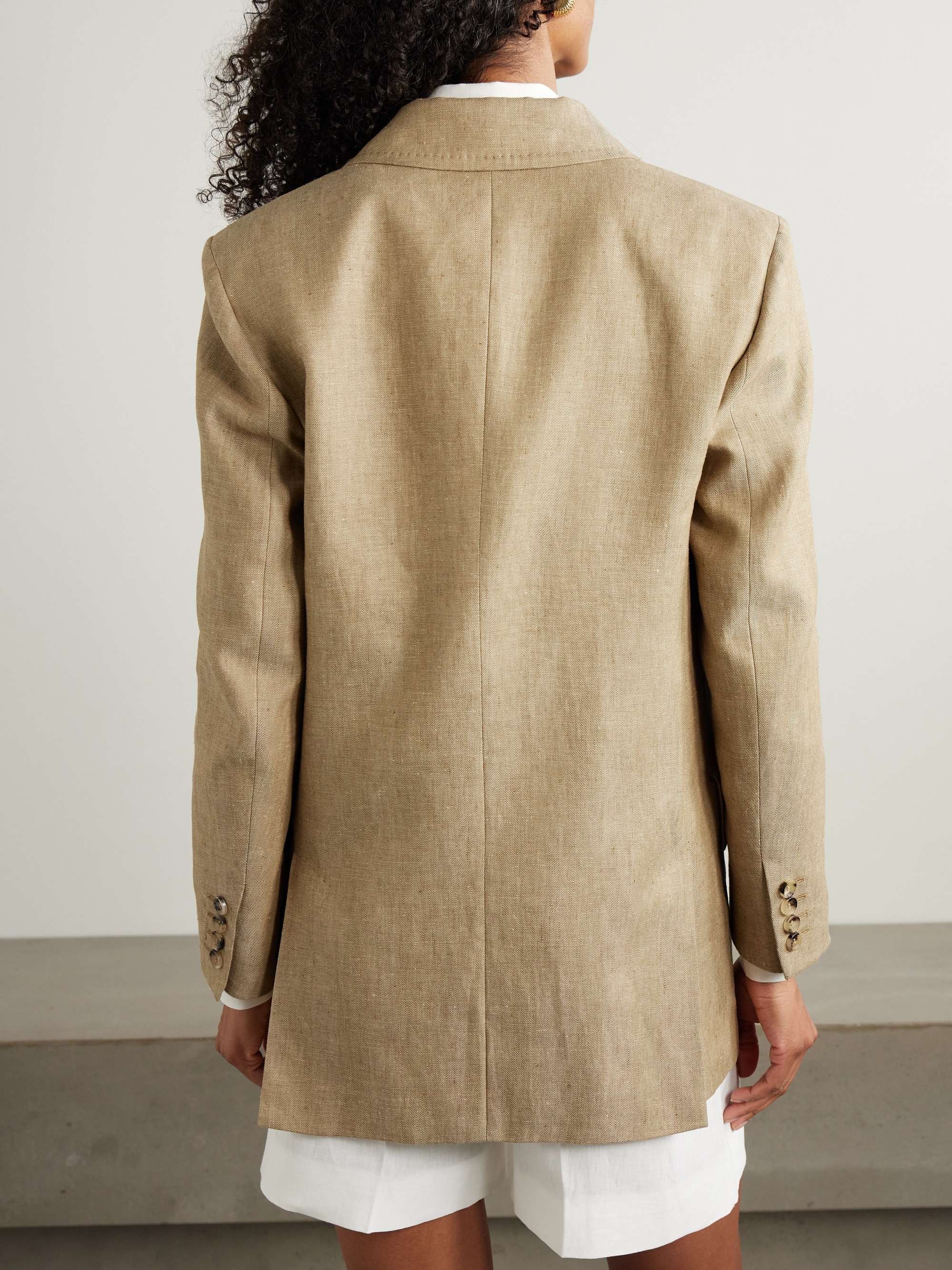 Gerla double-breasted herringbone linen blazer view